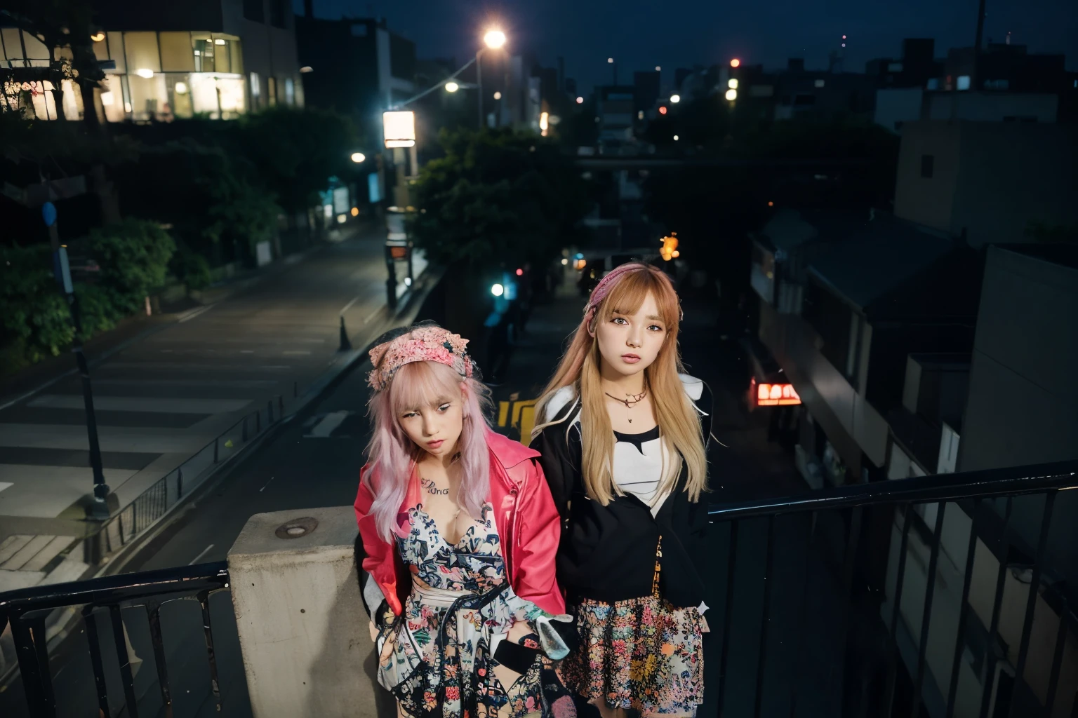 (Best quality, 8k, 32k, Masterpiece, UHD:1.2), "Transform the scene into the urban and vibrant streets of Harajuku, Japan, but with an eerie emptiness. The setting is devoid of crowds or people, emphasizing the stillness of the moment. The streets are lined with colorful storefronts and fashion boutiques, showcasing Harajuku's eclectic and trendy style. Neon signs and billboards add splashes of bright colors against the urban backdrop.
The architecture is a mix of modern and quirky, with buildings featuring unique facades, artistic graffiti, and bold patterns. There are no trees or grass, just the concrete jungle of the city, with sidewalks and streets intersecting in a complex, yet orderly fashion.
Street lamps and urban furniture like benches and signposts dot the area, enhancing the feeling of an urban environment. The scene captures the essence of Harajuku's vibrant fashion district, yet with an unusual quietness, allowing the intricate details of the urban landscape to stand out."