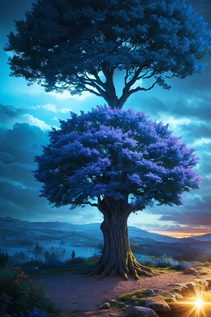 Highest quality,masterpiece,universe,Fantasy,Blue Tree,cool