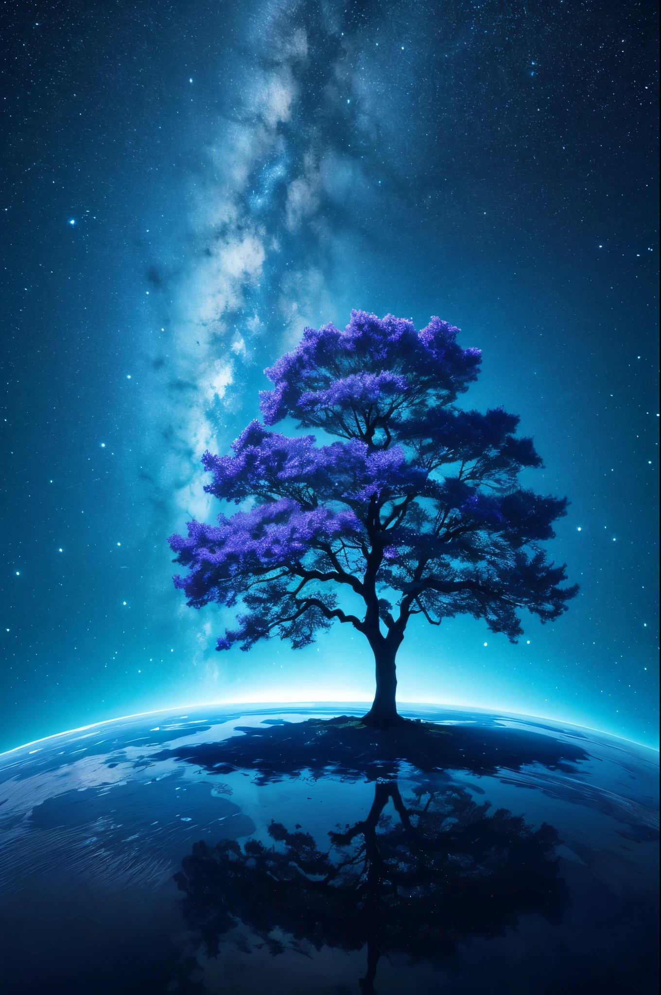 Highest quality, masterpiece, Ultra-high resolution, universe,Blue Tree,cool