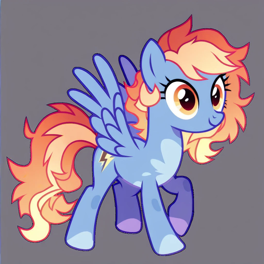 score_9, score_8_up, score_7_up, score_6_up, score_5_up, score_4_up, show accurate, full body, simple background, feral pony, female pony, cute appearance, cute outfit, competitive look, cutiemarck of a cloud with lightning, pegasus, original character