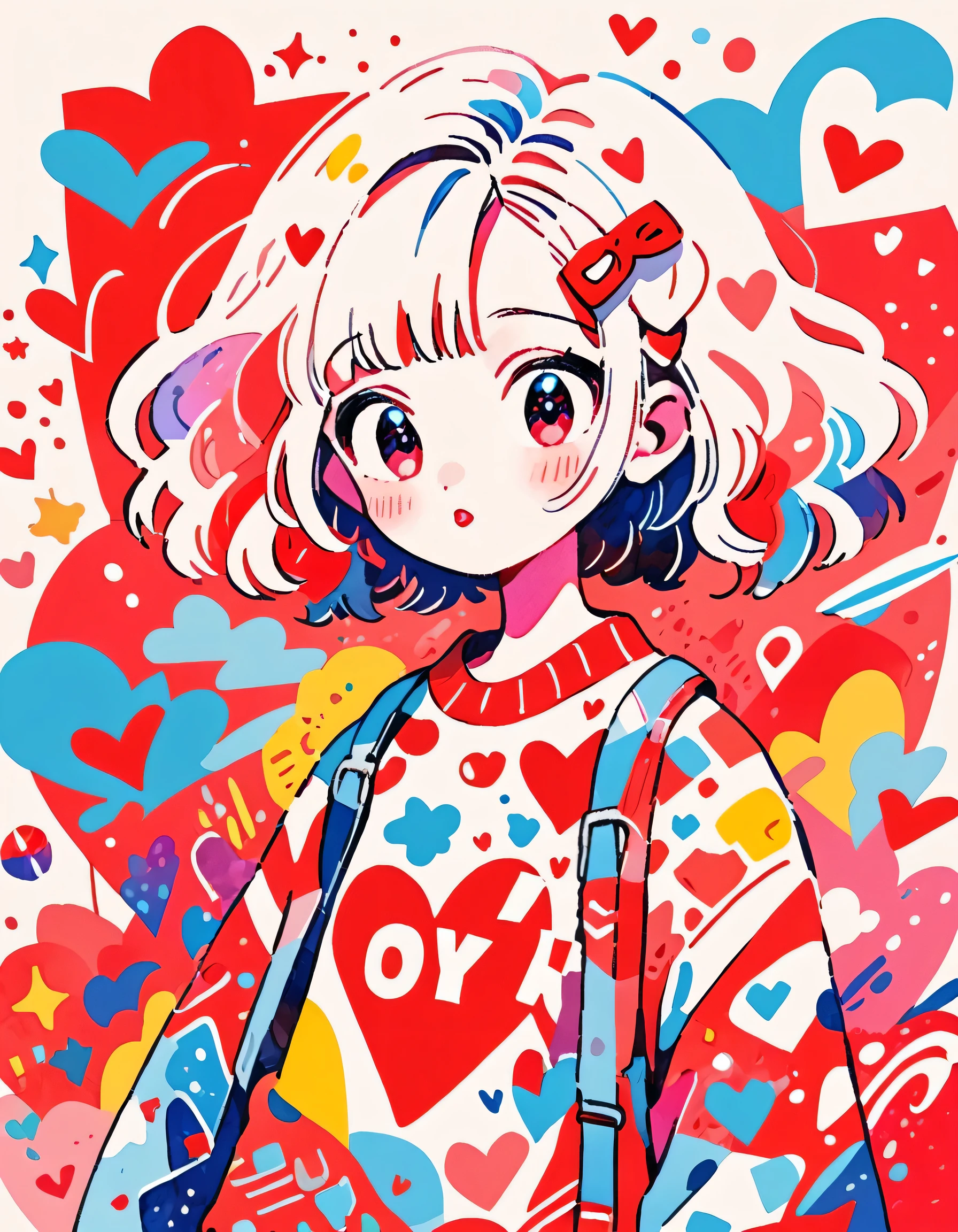 Mika Pikazo Red and White Style、(((stylish fashion))), 8K Quality、Intense watercolor, Detailed watercolor art, Watercolor splash, Surreal, avant-garde pop art, Beautiful and expressive paintings, Beautiful artwork illustration, Very colorful tones, wonderful, Cool beauty, highest quality、Official Art, Vector art, Stylish design, (((The most beautiful girl))), (((highest quality))), HDR, ((detailed)), (((Doodle Art)), ((masterpiece)), ((Super detailed)), (((Colorful hearts))),(((Stylish))) Lips in love