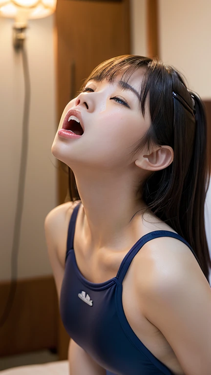 Browsing Caution, (((Japanese high school girl 10 years old)))、many , 8 years、RAW Photos、Climax Face、Bust Shot、Medium Hair、(masterpiece)、(Highest quality)、High resolution、(girl)、(Genuine、Realistic:1.2),((Wearing a navy blue school swimsuit ))、Upper Body、look up、Sex Appeal、15 years old、Mid-breasted、close your eyes、Deep sorrow、sad、look up at the sky、Open your mouth、scream、room、Background Blur,naked、Beautiful small breasts、Pink nipples