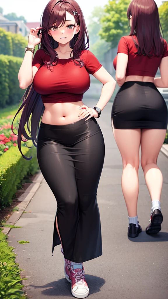 1girl, solo, full body, ((((she wears sport shoes)))), masterpiece, (high detail:1 1), Rough face, Natural skin, high quality, Sakura Haruno,black hair, ((very long braid hair)), ((bangs hair)), detailed hair, white eyes,(Big breasts:1.2 ),( smile:1.2),Face blush,Sexy figure, perfect bodies, beautiful eyes, (Detailed face and eyes), (face: 1 2), voices, Extra, real photo, ... ... ........... PSD, sharp focus, contrast lighting, Delicate skin, High definition 8K, incredible details, realistic, professional photo shooting, 8K UHD, SLR camera, soft lighting , high high quality, film grain, Fujifilm XT3, magic, particle FX, (((flare yoga pants))), (((she wears flare yoga pants))), (((tight turtleneck))), in the forest, dark forest, horror forest, lavender field, looking at viewer, (((Show cameltoe))), ((full body)), ((standing)), gloves, ((huge ass)), nipples