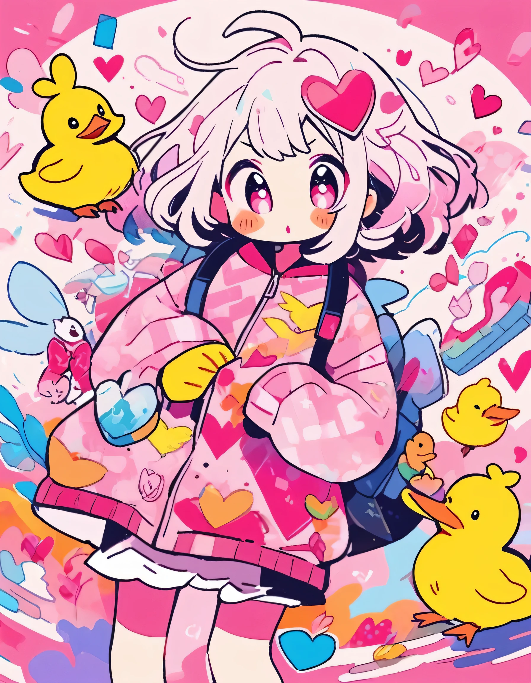 Mika Pikazo Pink and White Style、(((stylish fashion))), 8K Quality、Intense watercolor, Detailed watercolor art, Watercolor splash, surreal, avant-garde pop art, Beautiful and expressive paintings, Beautiful artwork illustration, Very colorful tones, wonderful, Cool beauty, highest quality、Official Art, vector art, Stylish design, (((The most beautiful girl))), (((highest quality))), HDR, ((detailed)), (((Doodle Art)), ((masterpiece)), ((Super detailed)), (((Colorful hearts))),(((Stylish))) Lips in love, (((Cute little birds)))