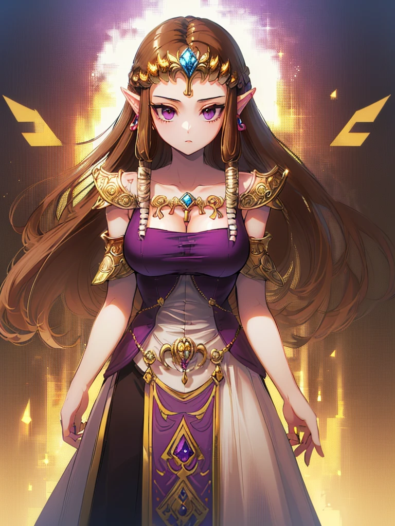 ((Shooting an Arrow),(()),((valley)),((((Exposed shoulders)))),(((Are standing))),,(((Golden hair ornament)),,(((Long Hair)))),((Big Breasts)),((((Exposed shoulders)))),(()),Princess Zelda, ((Highest quality)),,(Very detailed) ,((Purple Blouse),(()),, ((Highest quality)), (Very detailed), ,(((Dark brown hair))),Nintendo, (Straight hair),(()), ((Highest quality)), (Very detailed), ,