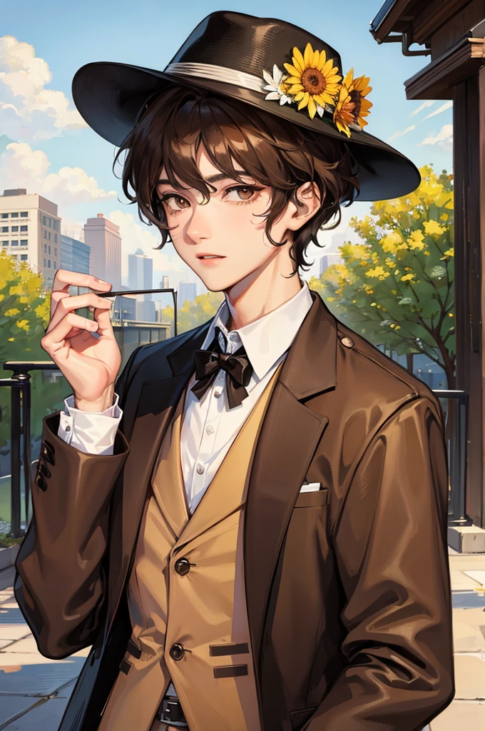 Gentleman with black curls, honey brown eyes