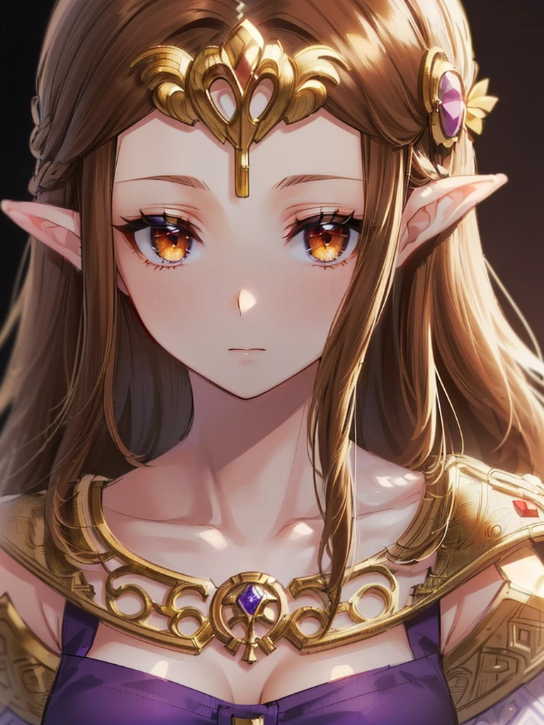 (((Offer a prayer))),((Face close-up)),((valley)),((((Exposed shoulders)))),(((Are standing))),,(((Golden hair ornament)),,(((Long Hair)))),((Big Breasts)),((((Exposed shoulders)))),(()),Princess Zelda, ((Highest quality)),,(Very detailed) ,((Purple Blouse),((Expressionless)),, ((Highest quality)), (Very detailed), ,(((Dark brown hair))),Nintendo, (Straight hair),((Very beautiful mature woman)), ((Highest quality)), (Very detailed), ,