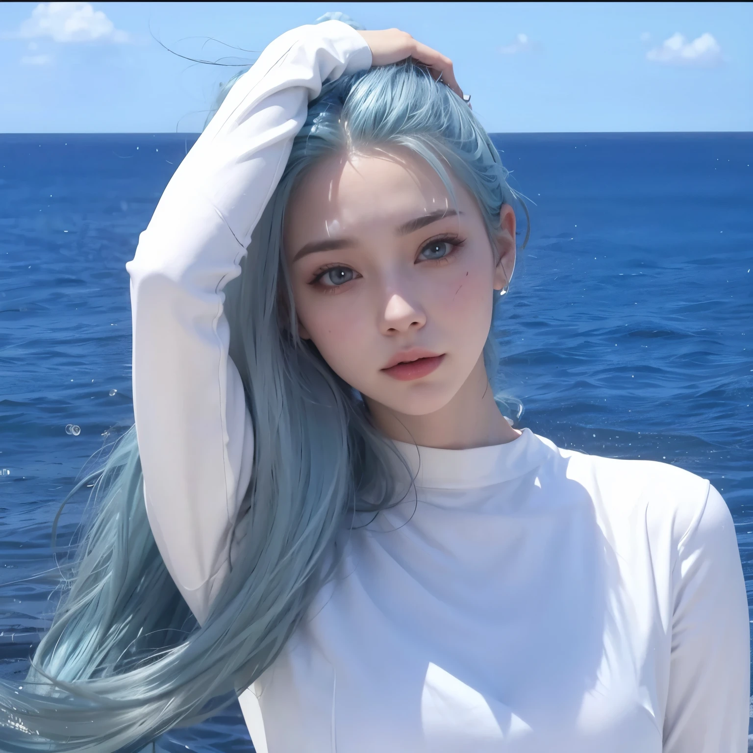 woman with platinum blue hair