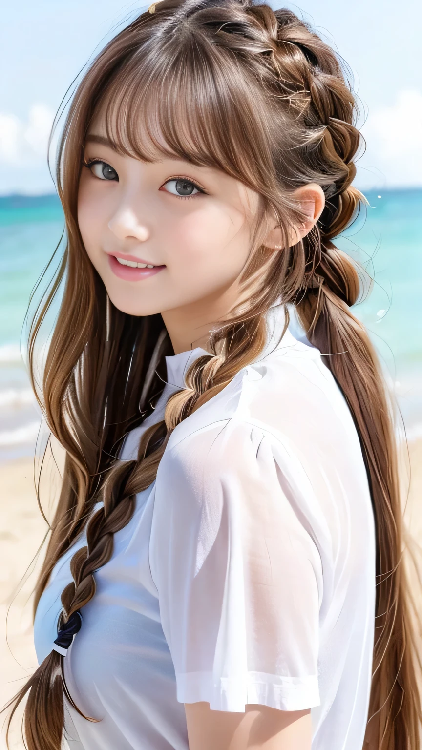 Sexy big ,15 year old beautiful girl looks sexy and cute&Cute beautiful sexy face、A strong wind blows my hair in front of my face、Double teeth、Reduces the appearance of nasolabial folds、Fluttering exy Big 、Sexy cute looks and cute 15 year old beautiful girl, beautiful and sexy face、A strong wind blows my hair in front of my face、beautiful long blonde French braided hair、beautiful, Cute and sexy eyes hidden behind long bangs