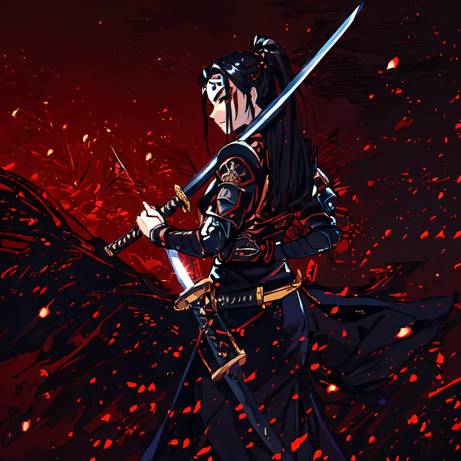 arafed woman with a sword in her hand and a dark background, she is holding a katana sword, katana, female vampire warrior, unsheathing her katana, katana zero video game character, beautiful female warrior, female warrior, a beautiful woman warrior, female samurai, she is holding a sword, female assassin, very beautiful cyberpunk samurai