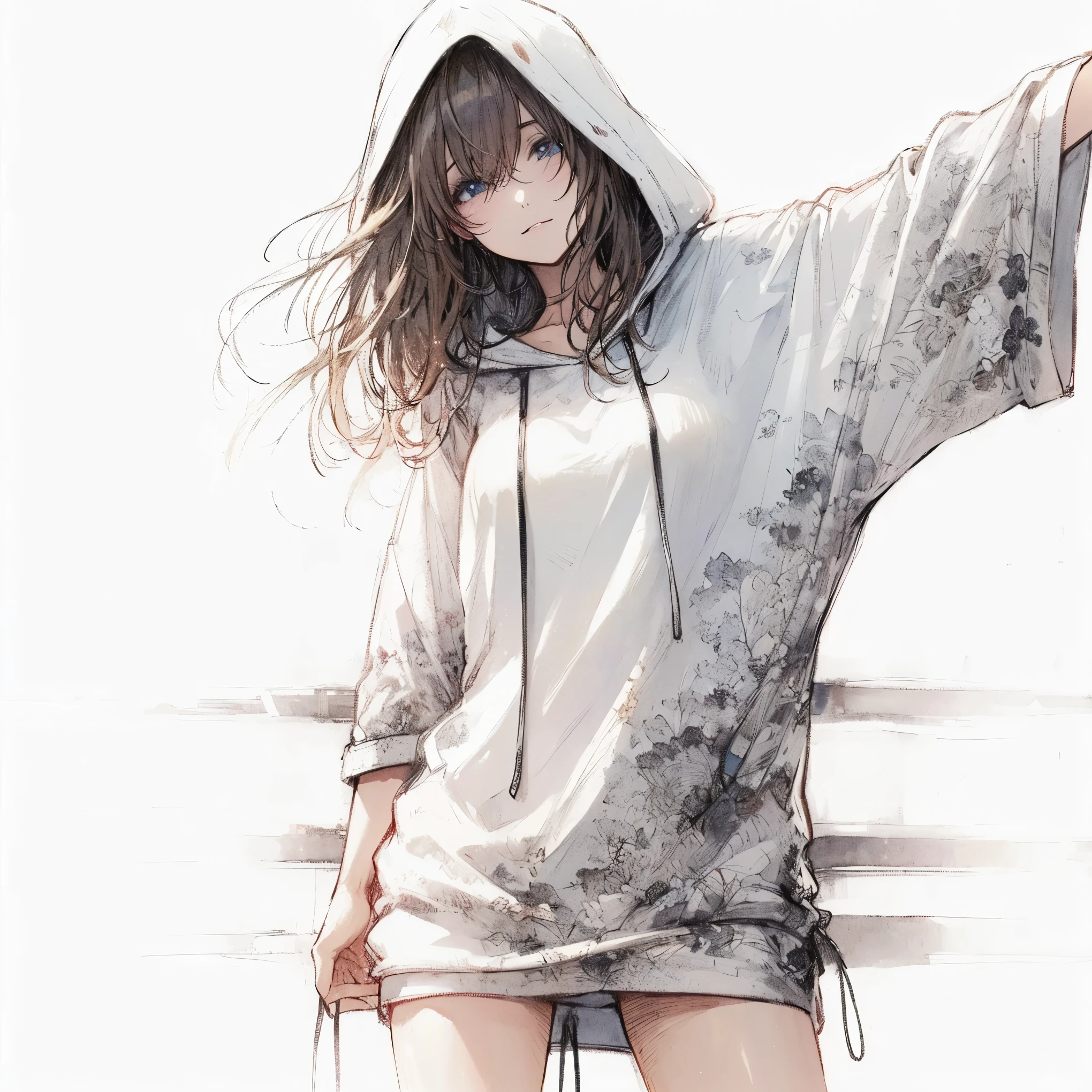 Official art using high-quality hand-drawn watercolor sketch techniques. (best quality,4k,8k,highres,masterpiece:1.2),ultra-detailed,beautiful detailed eyes,A girl with beautiful eyes, everyone, beautiful anime girl, cute anime girl, smooth anime art, anime style, elegant colors, soft lighting, delicate beautiful eyes, very coquettish, (beautiful large breast:1.2), (correct hands:1.2),