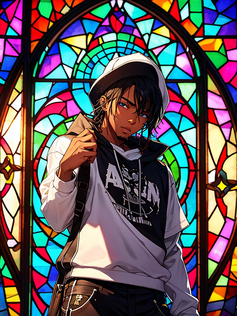 A rapper in stained glass