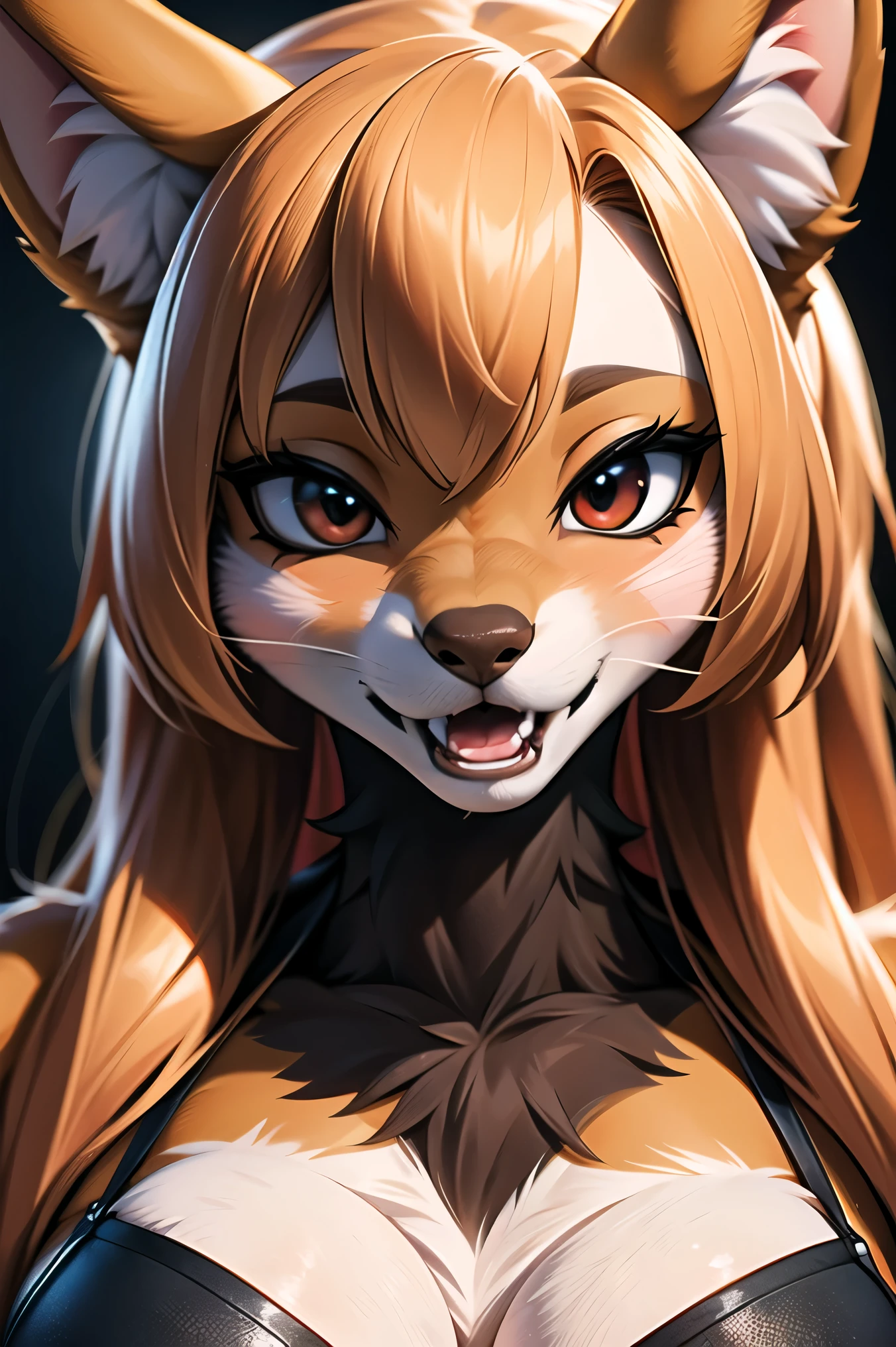 (furry:1.2), Realistic skin, Details down to the last detail., large eyes, A hyper-realistic and ultra-detailed photo of the vampire princess.