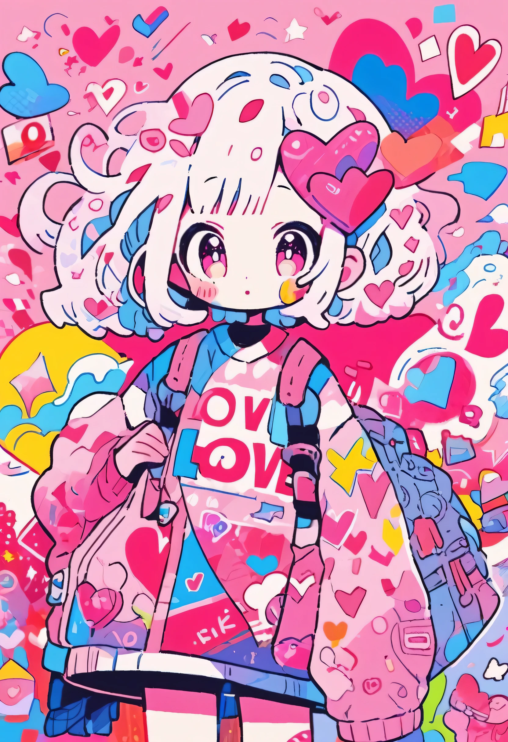 Mika Pikazo Pink and White Style、(((stylish fashion))), 8K Quality、Intense watercolor, Detailed watercolor art, Watercolor splash, surreal, avant-garde pop art, Beautiful and expressive paintings, Beautiful artwork illustration, Very colorful tones, wonderful, Cool beauty, highest quality、Official Art, vector art, Stylish design, (((The most beautiful girl))), (((highest quality))), HDR, ((detailed)), (((Doodle Art)), ((masterpiece)), ((Super detailed)), (((Colorful hearts))),(((Stylish))) Lips in love, (((Cute Aliens)))