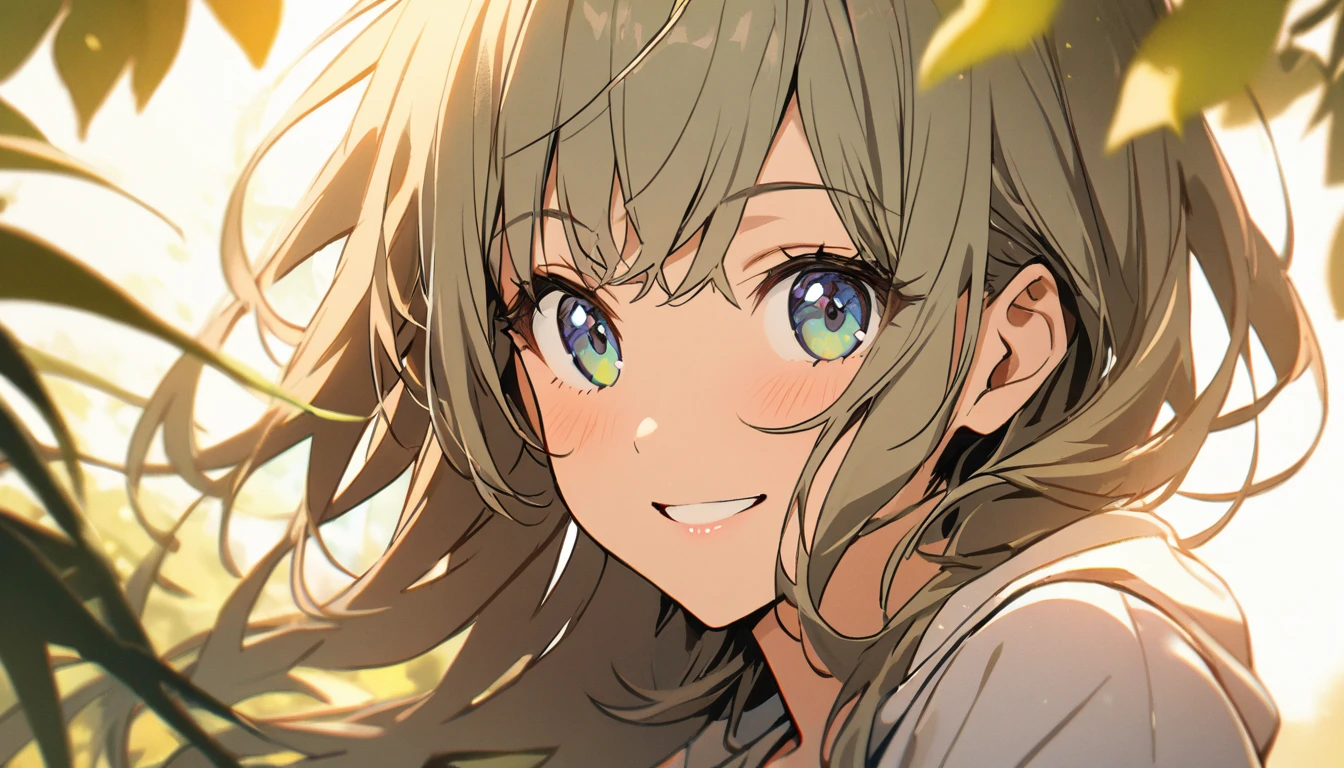 1 girl, smile