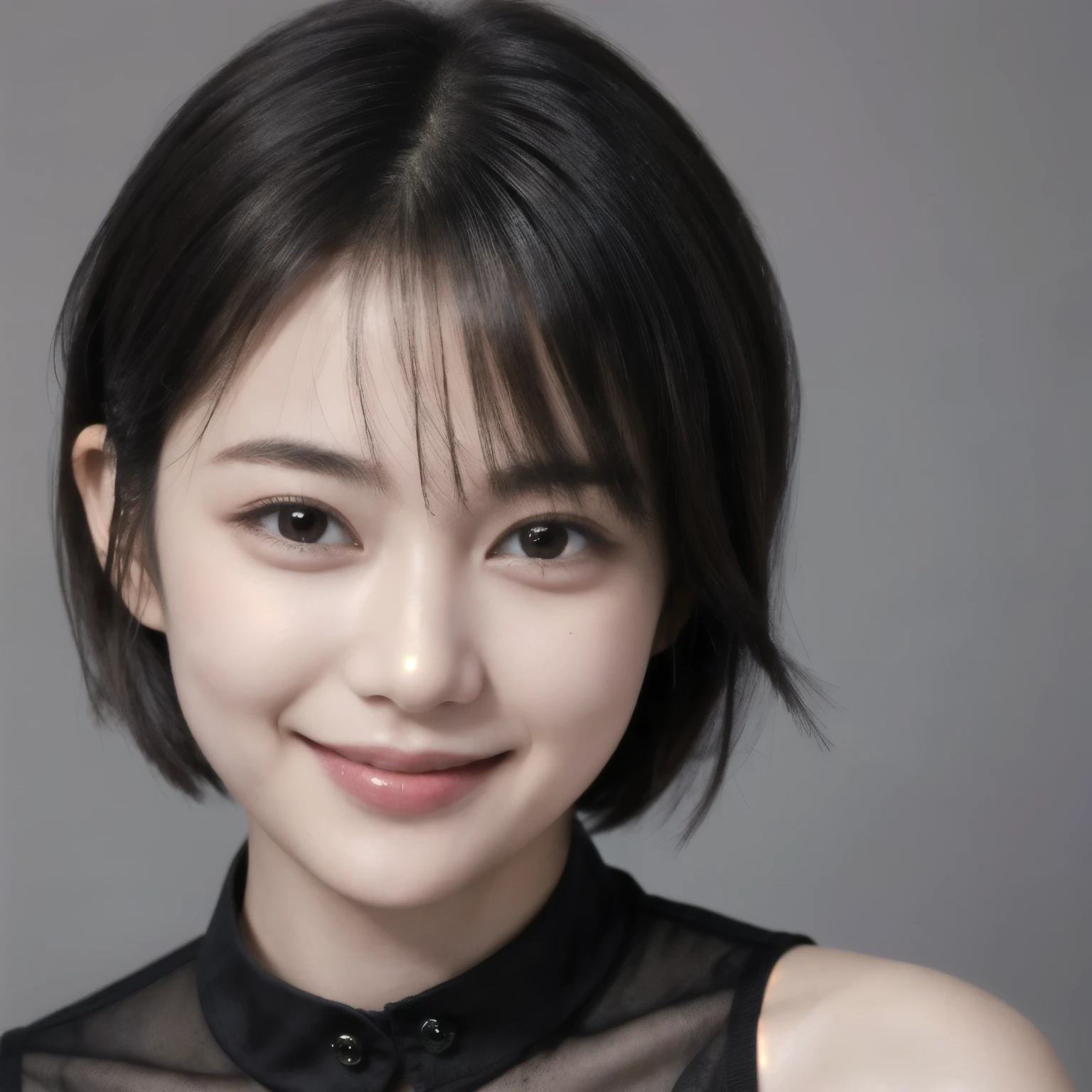 259 20-year-old female, (short hair),(Genuine), smile