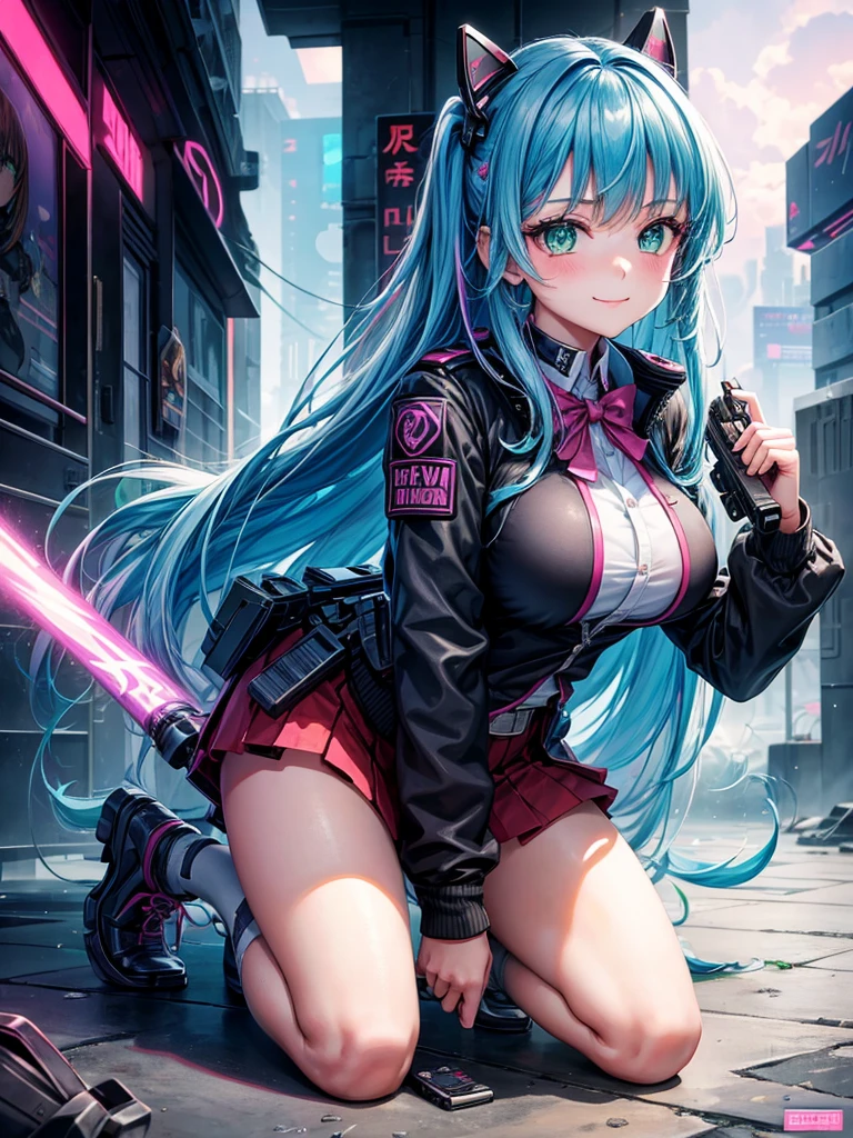 middle School girls，smile，Beautiful girls，Beautiful girl from another world，Kneeling and holding a gun　　　Gun of the Future，Girl holding a giant bazooka in her hand，Holding a gun，Cyberpunk uniforms，The best quality to get you horny，Psychic，Wizard，battle，Colorfulな髪色，Perfect Girl，Super cute girl，Cyberpunk Background，Cute uniform，Uniform of the Future，Wearing a cardigan，Long Hair、Sparkling eyes，She has her bangs down，Colorful，Ultra HD，Young girl，sex，Green Eyes，Naughty Girls，Full body image，Big Breasts，Beautiful Girl&#39;s Paradise，Fashion Girl，Naughty Girls，Beautiful Girl Country，High-dimensional beautiful girl，A beautiful girl who transcends everything，Pink Cardigan，So beautiful，Absurd，Beautiful girls，