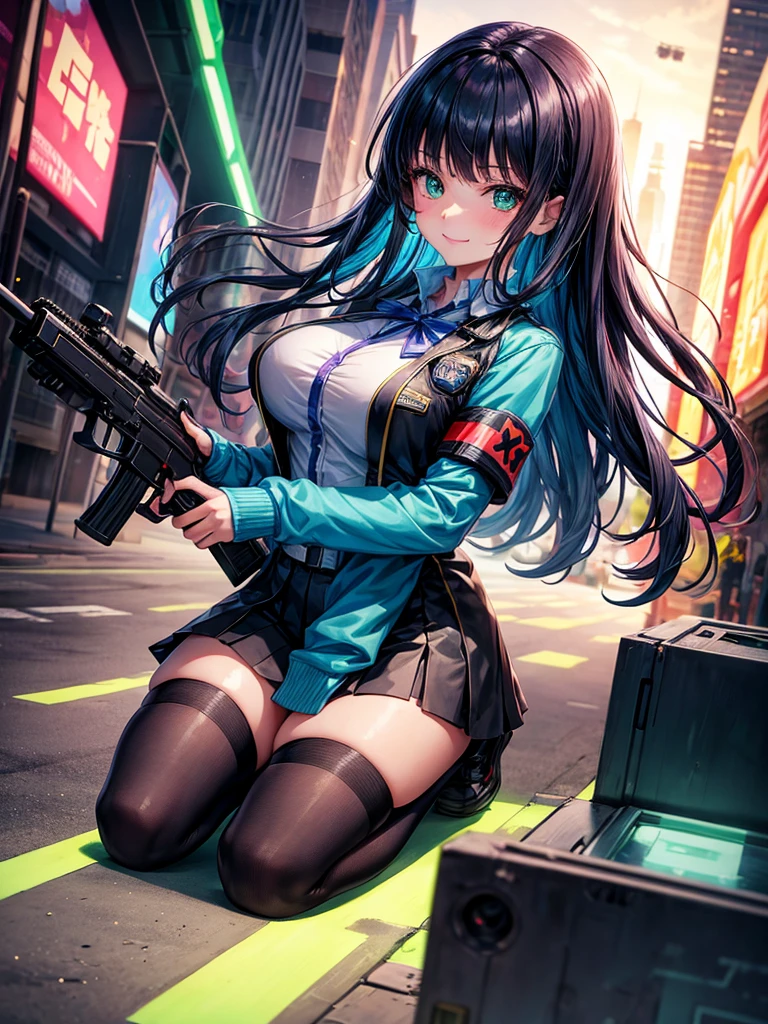 middle School girls,smile,Beautiful girls,Beautiful girl from another world,Kneeling and holding a gun Gun of the Future,Girl holding a giant bazooka in her hand,Holding a gun,Cyberpunk uniforms,The best quality to get you horny,Psychic,Wizard,battle,Colorfulな髪色,Perfect Girl,Super cute girl,Cyberpunk Background,Cute uniform,Uniform of the Future,Wearing a cardigan,Long Hair、Sparkling eyes,She has her bangs down,Colorful,Ultra HD,Young girl,sex,Green Eyes,Naughty Girls,Full body image,Big Breasts,Beautiful Girl's Paradise,Fashion Girl,Naughty Girls,Beautiful Girl Country,High-dimensional beautiful girl,A beautiful girl who transcends everything,Pink Cardigan,So beautiful,Absurd,Beautiful girls,