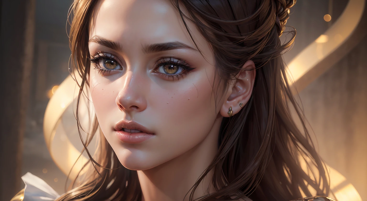 (best quality,4k,8k,highres,masterpiece:1.2),ultra-detailed,(realistic,photorealistic,photo-realistic:1.37),hyper realistic golden lips, detailed facial features, intense gaze, flawless skin, dramatic lighting, dark background