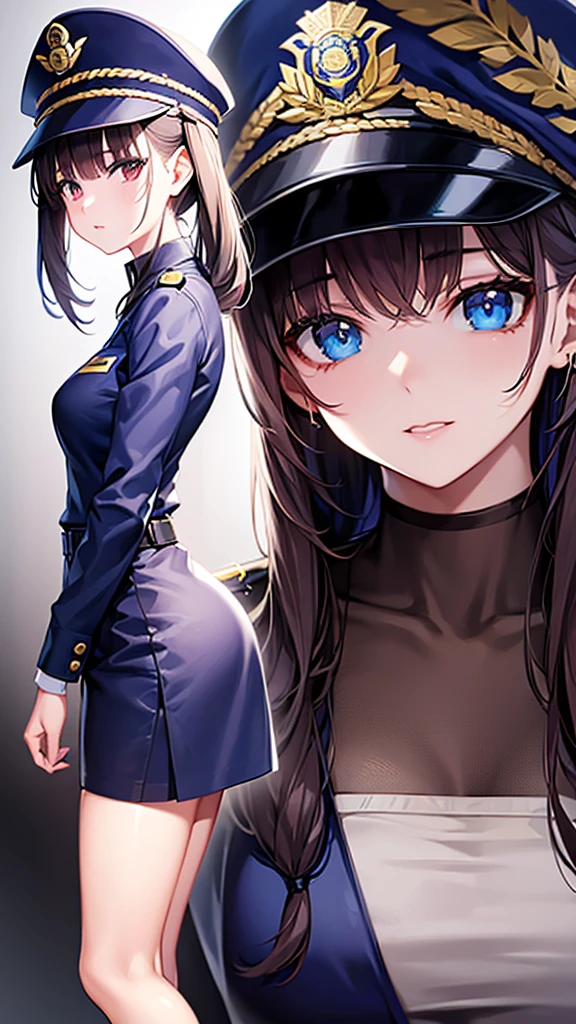 Beautiful anime girl, young, police lookbook, close up