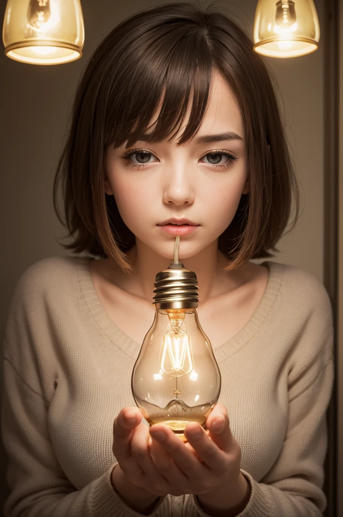 Make a picture of a light bulb opening her mind