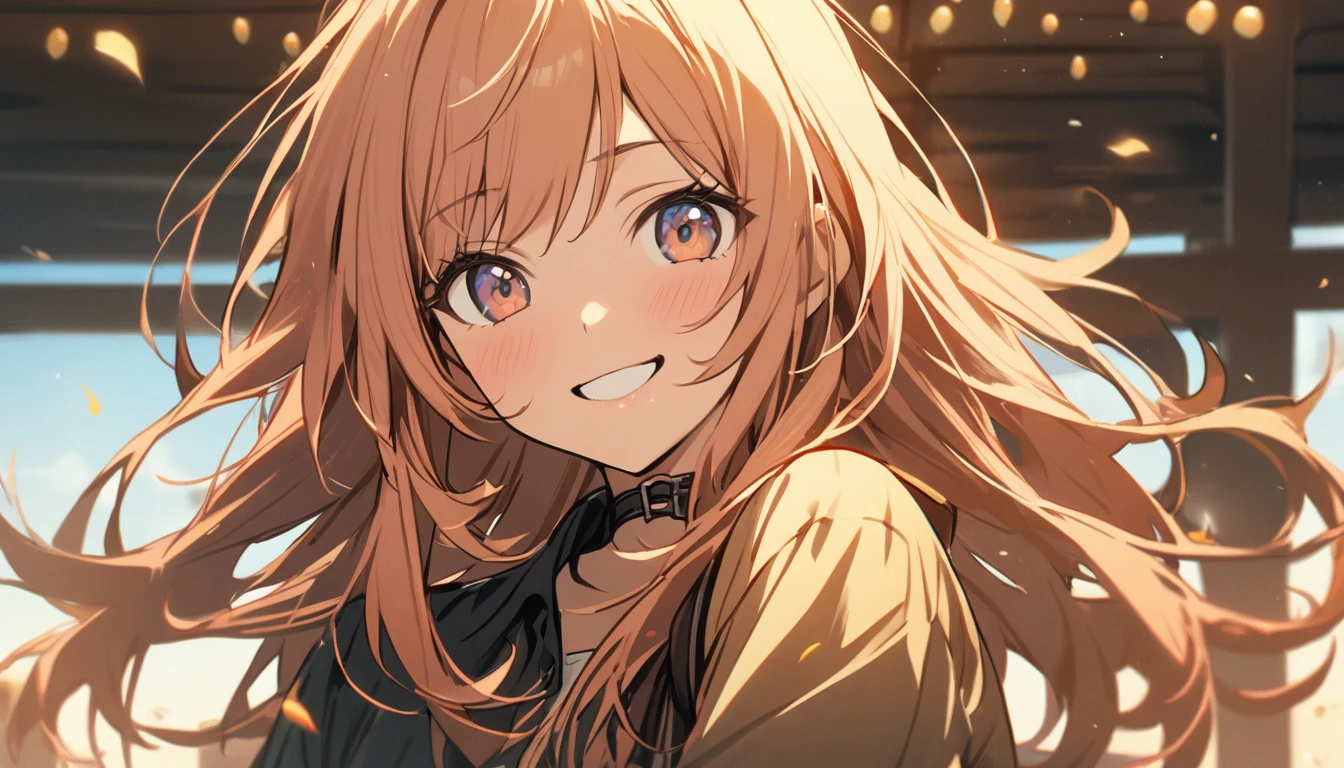 1 girl, smile
