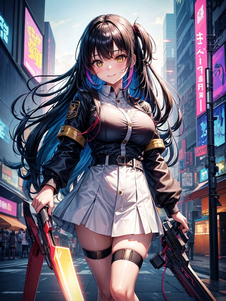 middle School girls,smile,美しいgirl,Beautiful girl from another world,sword of the future,holding a big sword in his hand,girl,Cyberpunk uniforms,The best quality to get you horny,Psychic,Wizard,battle,Colorfulな髪色,完璧なgirl,Super cute girl,Cyberpunk Background,Cute uniform,Uniform of the Future,Wearing a cardigan,Long Hair、Sparkling eyes,She has her bangs down,Colorful,Ultra HD,若いgirl,???,Yellow Eyes,???なgirl,Full body image,Big Breasts,Beautiful Girl's Paradise,Fashion Girl,???なgirl,Beautiful Girl Country,High-dimensional beautiful girl,A beautiful girl who transcends everything,Pink Cardigan,So beautiful,Absurd,美しいgirl,