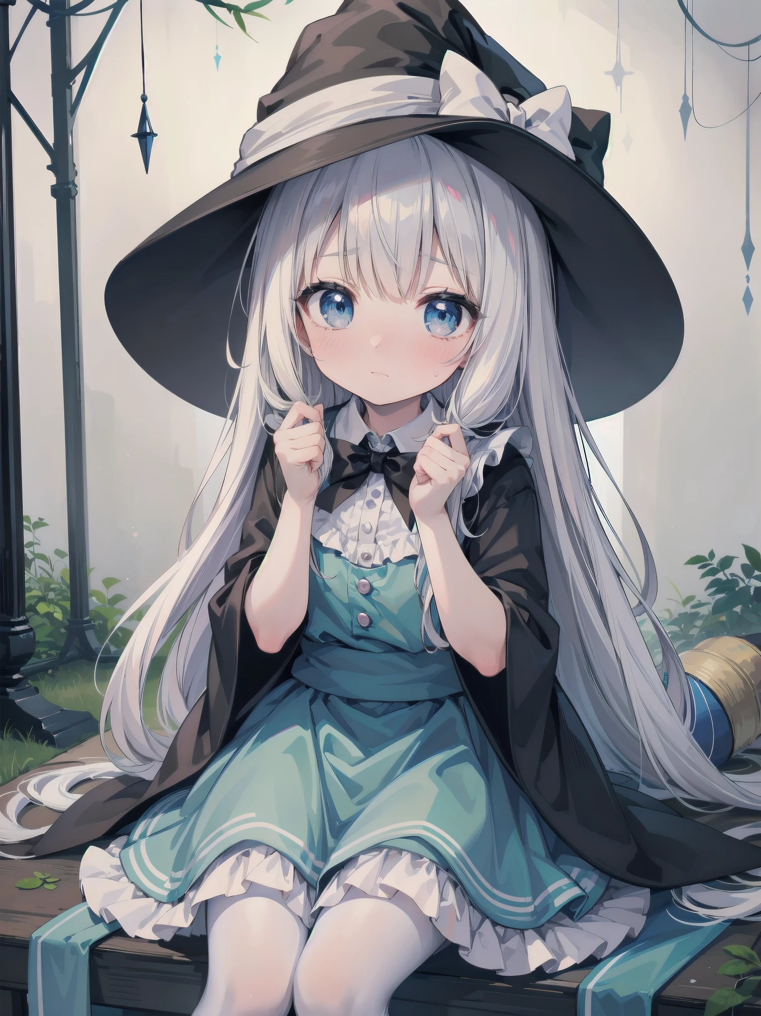 🎶, (🧙‍♀️), ✡, ✨(black hat), , Alice in Wonderland, Alone, very beautiful, cute, adorable, embarrassed, alone, blue eyes, white skin、look at viewer、looking up,kawaiitech, pastel colors, kawaii, cute colors,Alice in Wonderland, alone, very beautiful, cute, adorable, embarrassed, alone, blue eyes, white skin,skirtlift