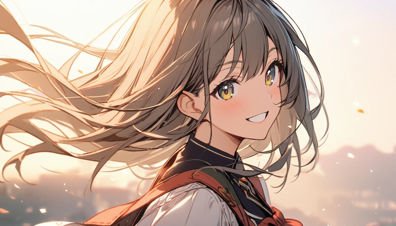 1 girl, smile