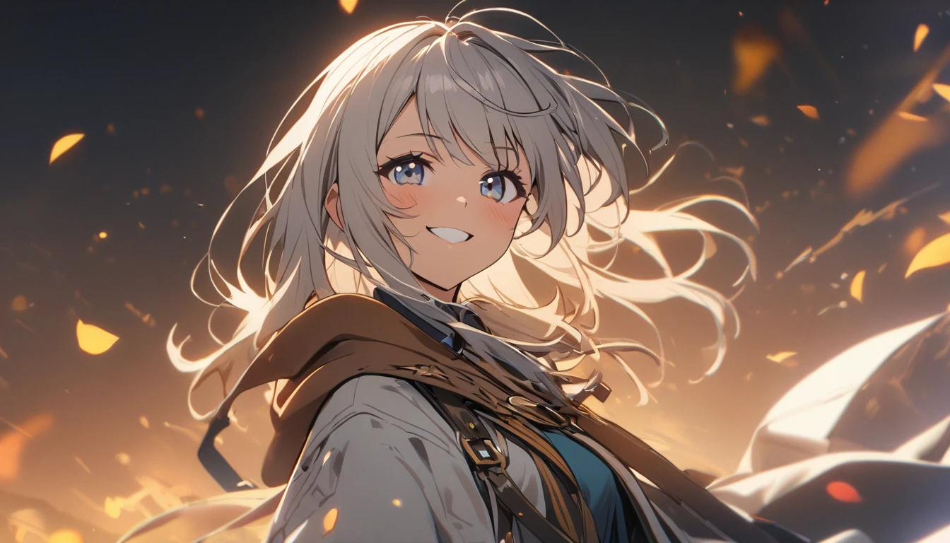 1 girl, smile