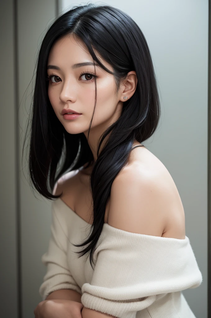 33 year old woman, shoulder length black hair. Christian. A mole on the left cheek. white.
