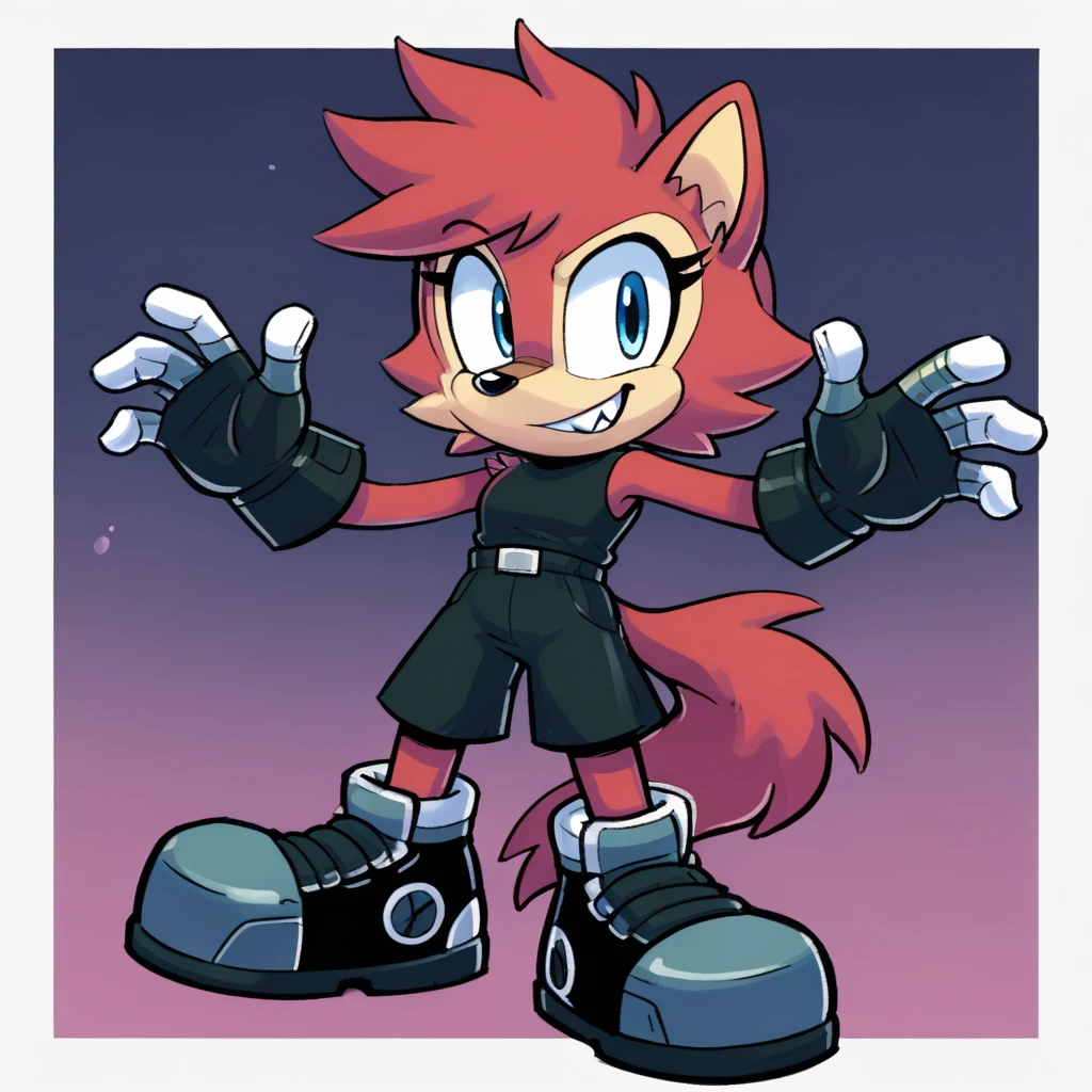 Custom avatar, Gadget the wolf character, wearing black shorts, in the cyberspace, cgi backround, doing a dyamic pose,