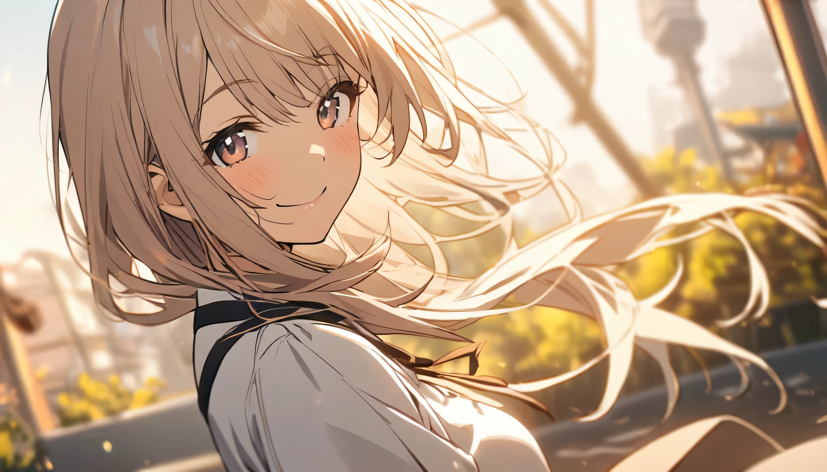 1 girl, smile