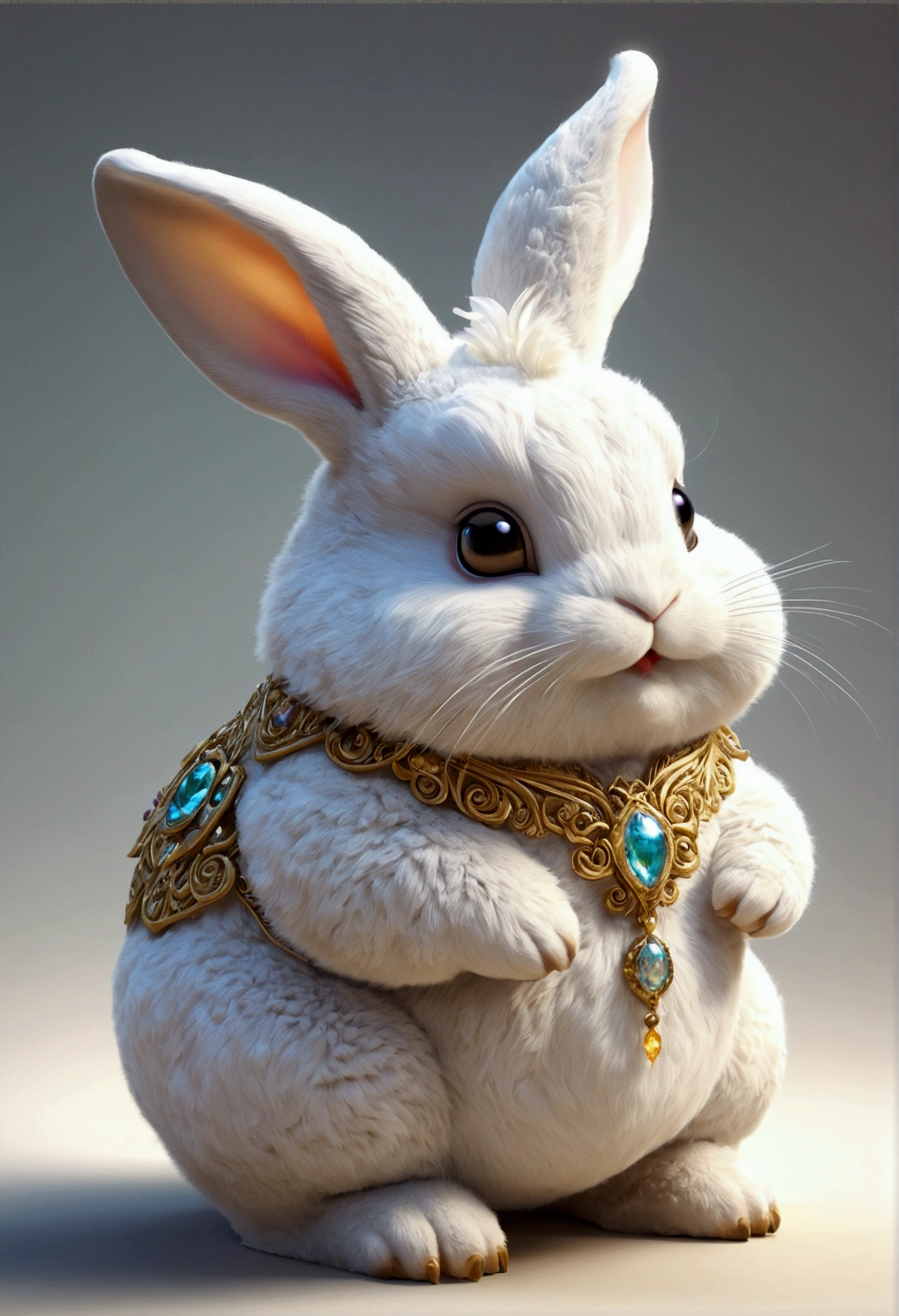 "cute and fluffy chubby fantasy bunny creature"