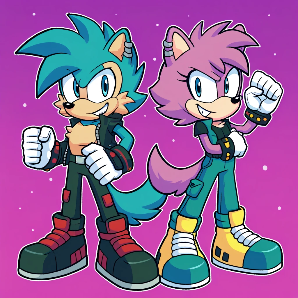 Custom avatar, Gadget the wolf, customcharacter, wearing sonics shoes, in the cyberspace, cgi backround, doing a dyamic pose,