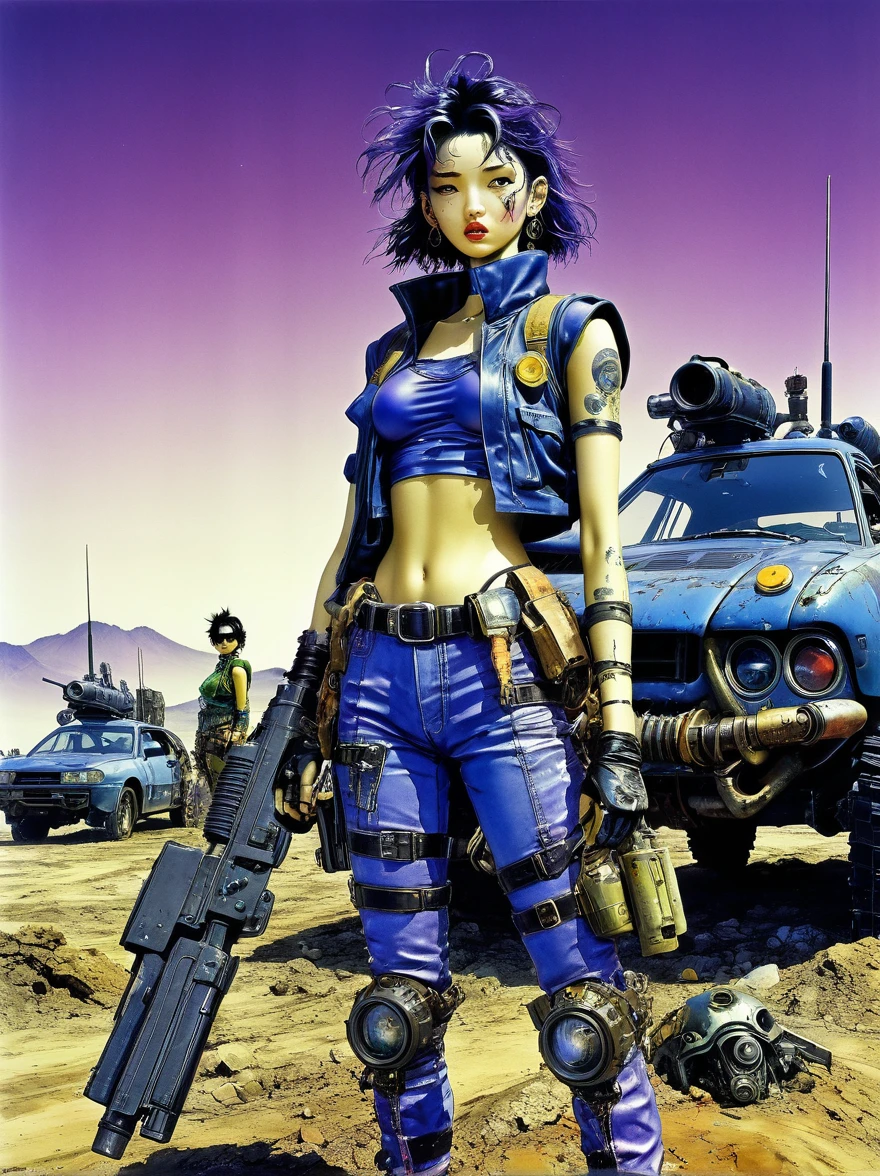 wasteland, sci-fi art, (in style of Hirohiko Araki:1.3)