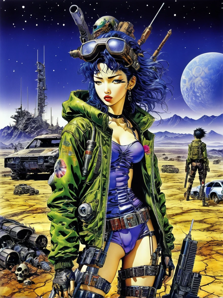 wasteland, sci-fi art, (in style of Hirohiko Araki:1.3)