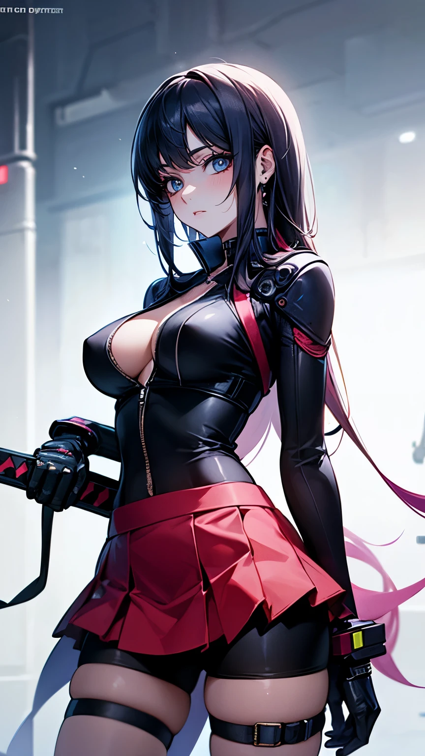 （Very delicate and beautiful：1.2）super model,,Beautiful breasts,voluptuous,【bike shorts】,,【3girls】,,Highest quality, High resolution, 8k,mini skirt.Three Girls.cyber punk.Mechanical Sword