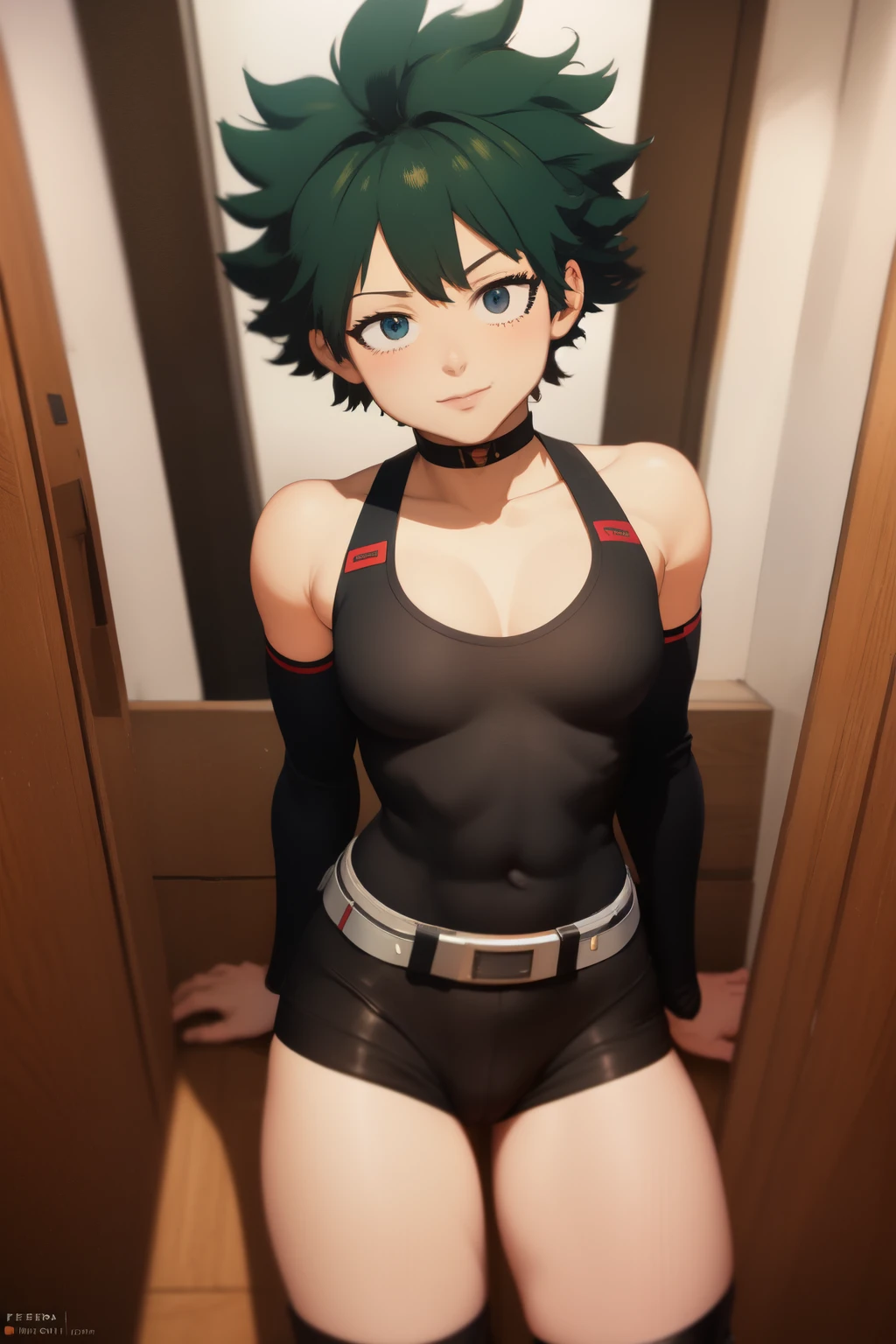 ((best quality)), ((​masterpiece)), (detailed), Deku from my hero academia as a femboy
