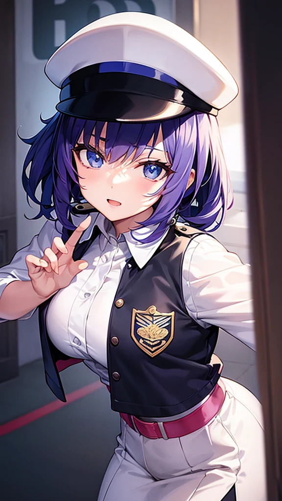 Beautiful anime girl, young, police lookbook, close up