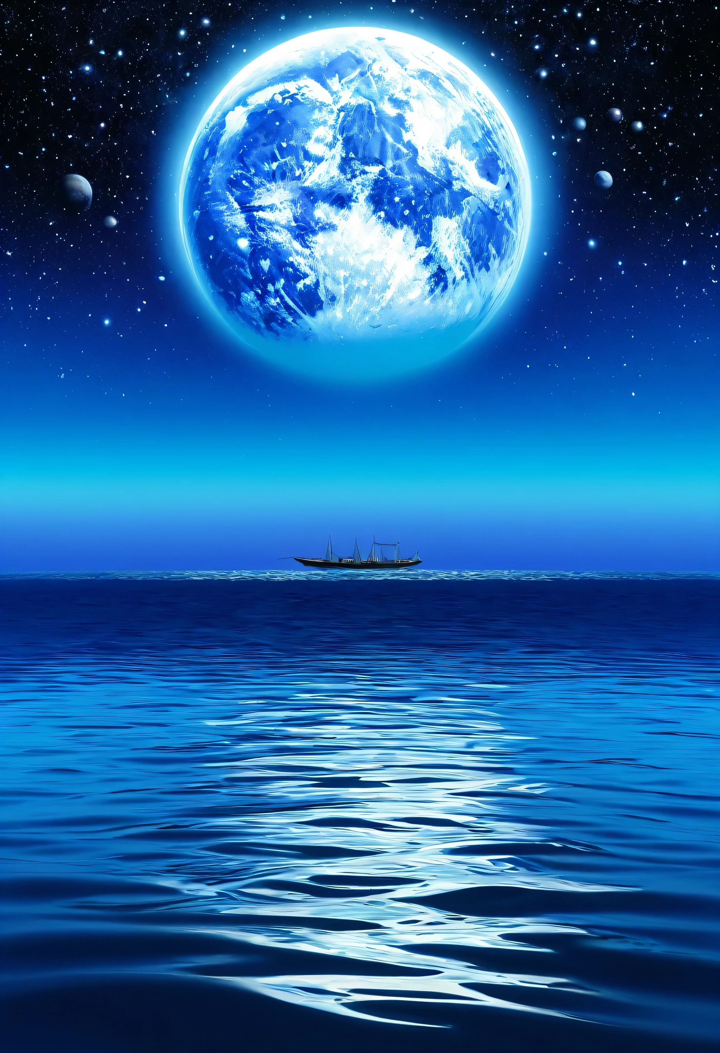 sea of tranquility, style of progressive rock album cover. no text