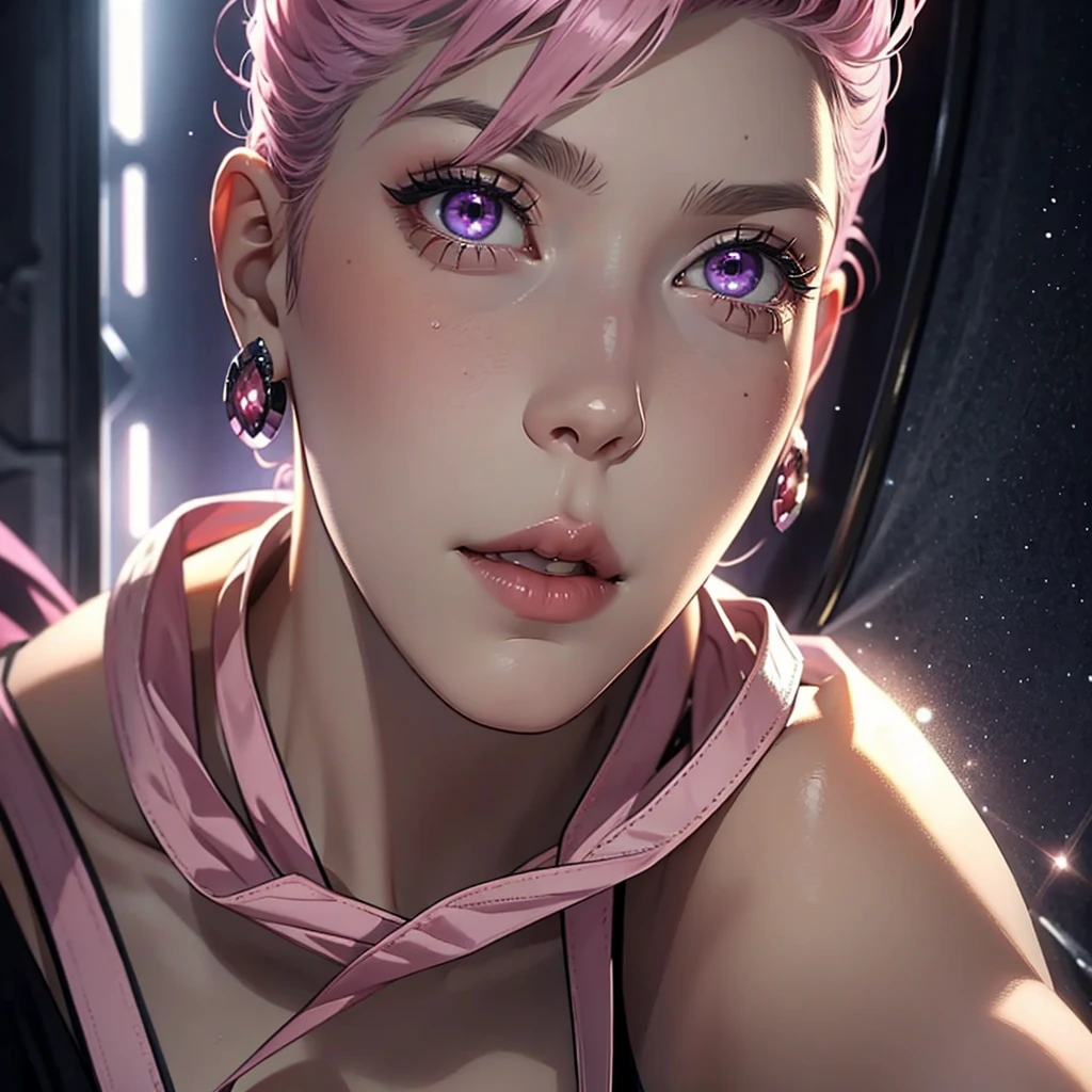 butler outfit, short pink hair, hypdertailed, purples eyes, ashen skin, demon, claws, bangss, gothic art, full body shot shot, elegant pose, ssmile, Romanticism, work of art, anatomically correcte, high qualiy, super detaill, best qualityer, 4K, 8k, Perfect Woman, the most beautiful woman, her face has to be symmetrical and beautiful, baby pink hair