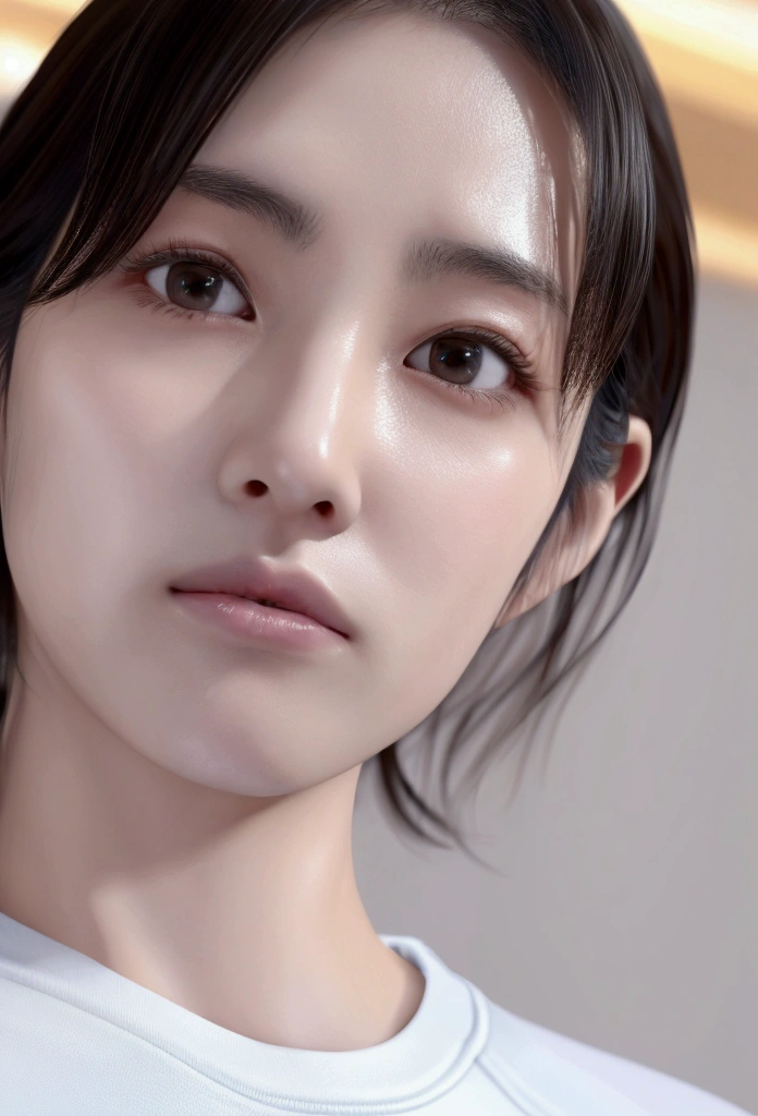Beautiful Japanese actresses,Very detailedな CG Unity 8k 壁紙, Highest quality, Very detailed, masterpiece, Realistic, photo Realistic,,Sharp Nose, Seamless expression of nose details,Age 25, logic, 腹logic, Round eyes, audience, blush, Lips parted, Half Body Shot , Sportswear , Gym, Underarm, short hair,Underarmをaudienceへ見せる,Half-closed eyes, Frowning, Open your mouth,((Sweat))((Underarmを広げる))