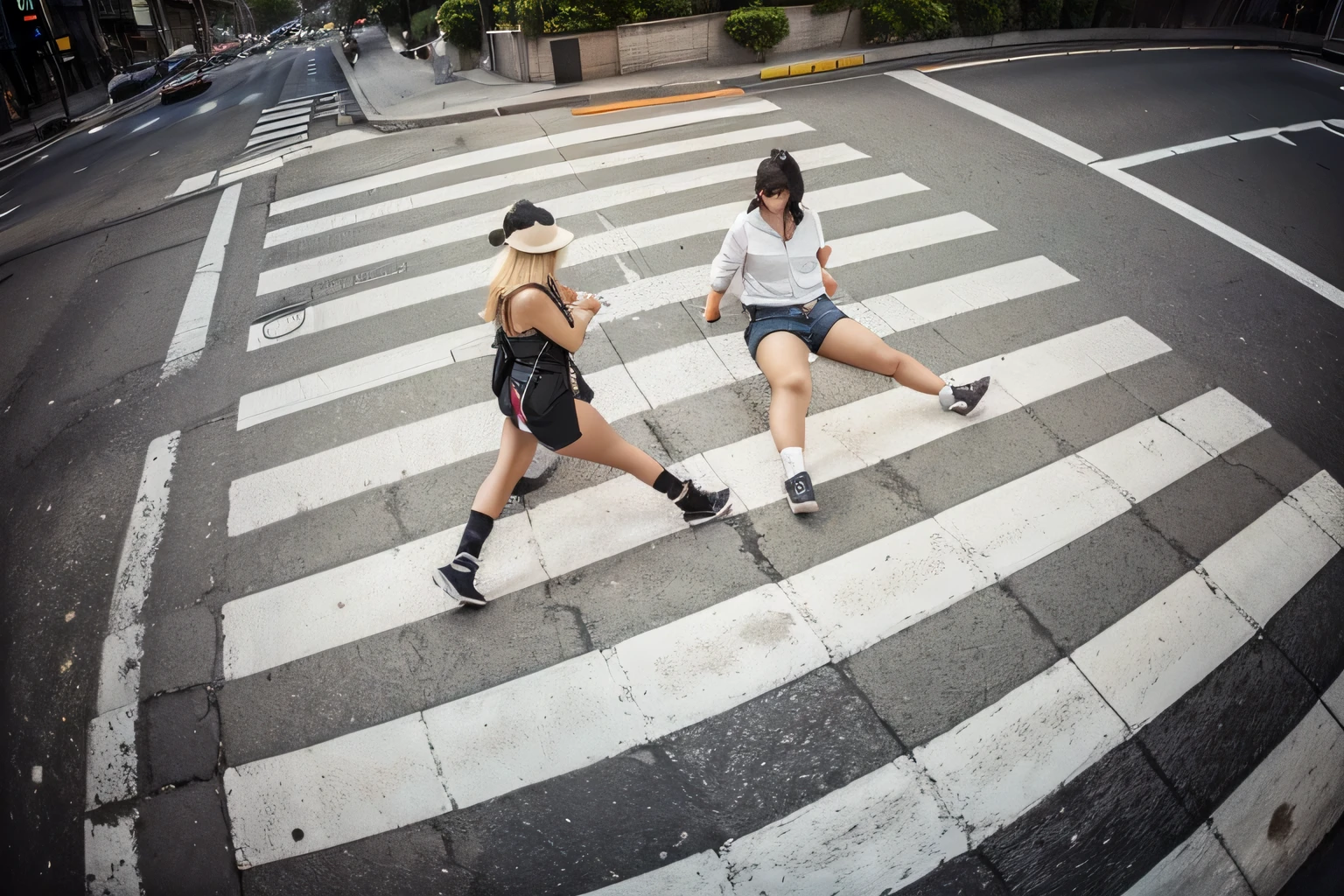 (Best quality, 8k, 32k, Masterpiece, UHD:1.2), "Transform the scene into the iconic Shibuya Crossing in Japan, but with an unusual emptiness. The setting is devoid of crowds or people, emphasizing the stillness of the moment. The streets are wide and paved, crisscrossing in multiple directions, creating the famous intersection known for its bustling activity.

Surrounding the crossing are tall buildings adorned with bright neon signs and large digital billboards, displaying advertisements and vibrant visuals. The urban environment is filled with shops, cafes, and restaurants, each with their distinct signage and architectural style.

The sidewalks are lined with street lamps, traffic lights, and various urban elements such as benches, signposts, and barriers. There are no trees or grass, just the concrete and asphalt of the city streets, highlighting the urban nature of the location.

The atmosphere captures the essence of Shibuya's dynamic and energetic cityscape, yet with a surprising quietness, allowing the intricate details of the urban infrastructure to stand out."