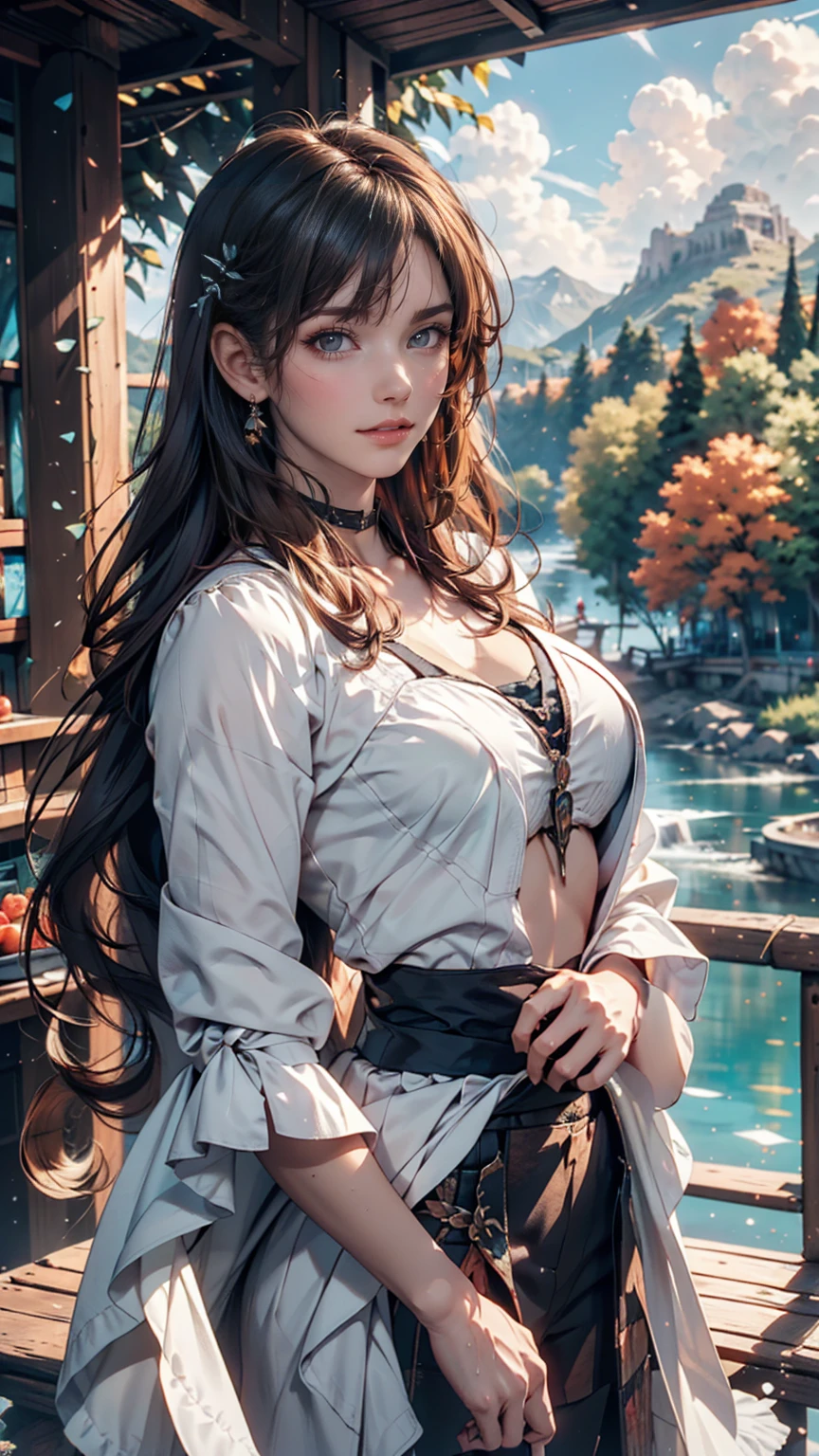 A painting of a woman in a dress blowing bubbles, Reusch and Wow, Mysterious Bubbles, Moebius + Reusch + Wow, Dreamy details, intricate Wow, A close-up fantasy using the magic of water, fairy tale artwork, Fairy tale painting, Anna Dittmann style, Wow art, Realistic fantasy painting, Artgerm Julie Bell Beeple