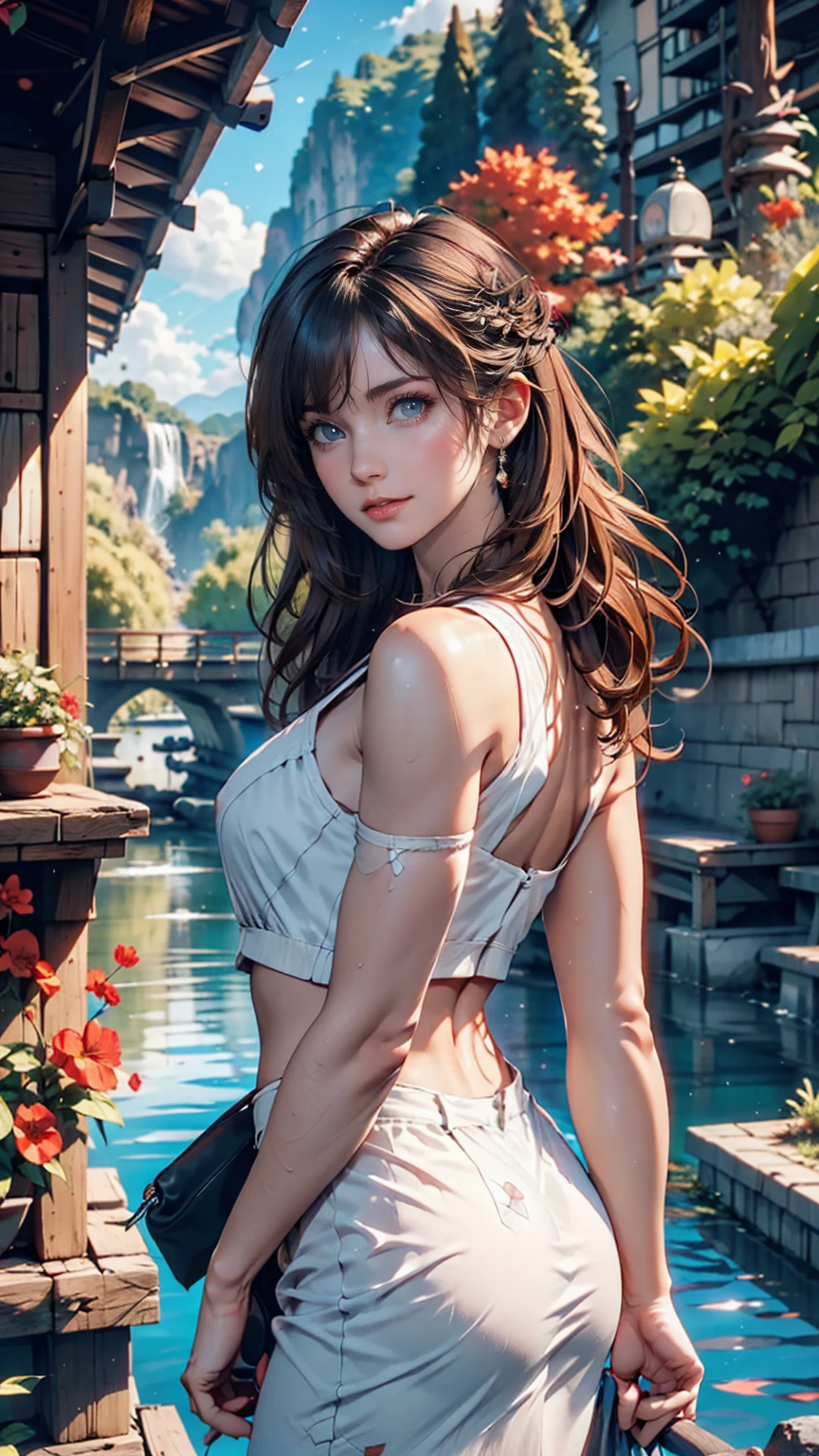 masterpiece, 最high quality, high quality, Very detailed CG unity 8k wallpaper, scenery, Outdoor, null, cloud, Day, No humans, Mountain, landscape, water, wood, blue null, waterfall, cliff, nature, lake, river, cloudy null,Award-winning photography, Bokeh, Depth of written boundary, High resolution, bloom, chromatic aberration ,Realistic,Very detailed, artステーションでトレンド, Trending on CGSociety, Complex, Attention to detail, dramatic, art:midjourney