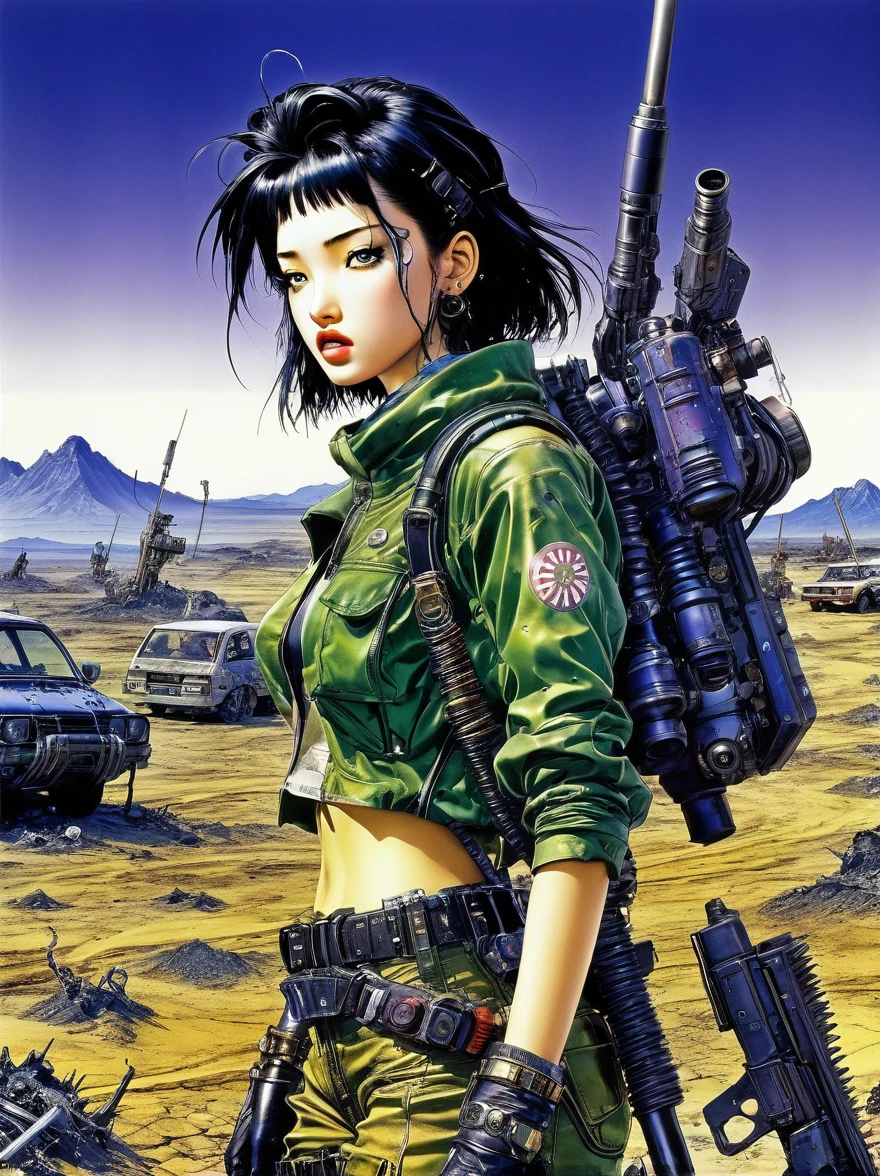 wasteland, sci-fi art, (in style of Hirohiko Araki:1.3)