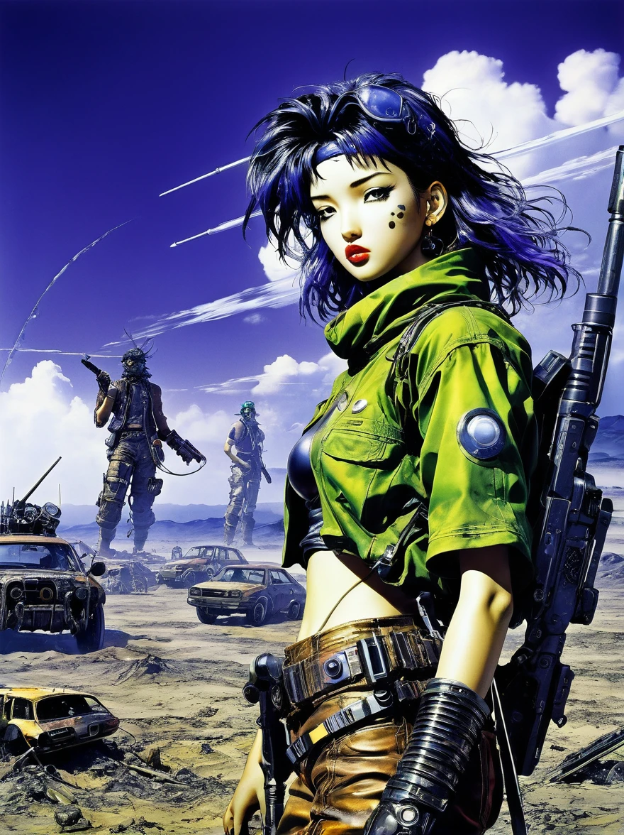 wasteland, sci-fi art, (in style of Hirohiko Araki:1.3)
