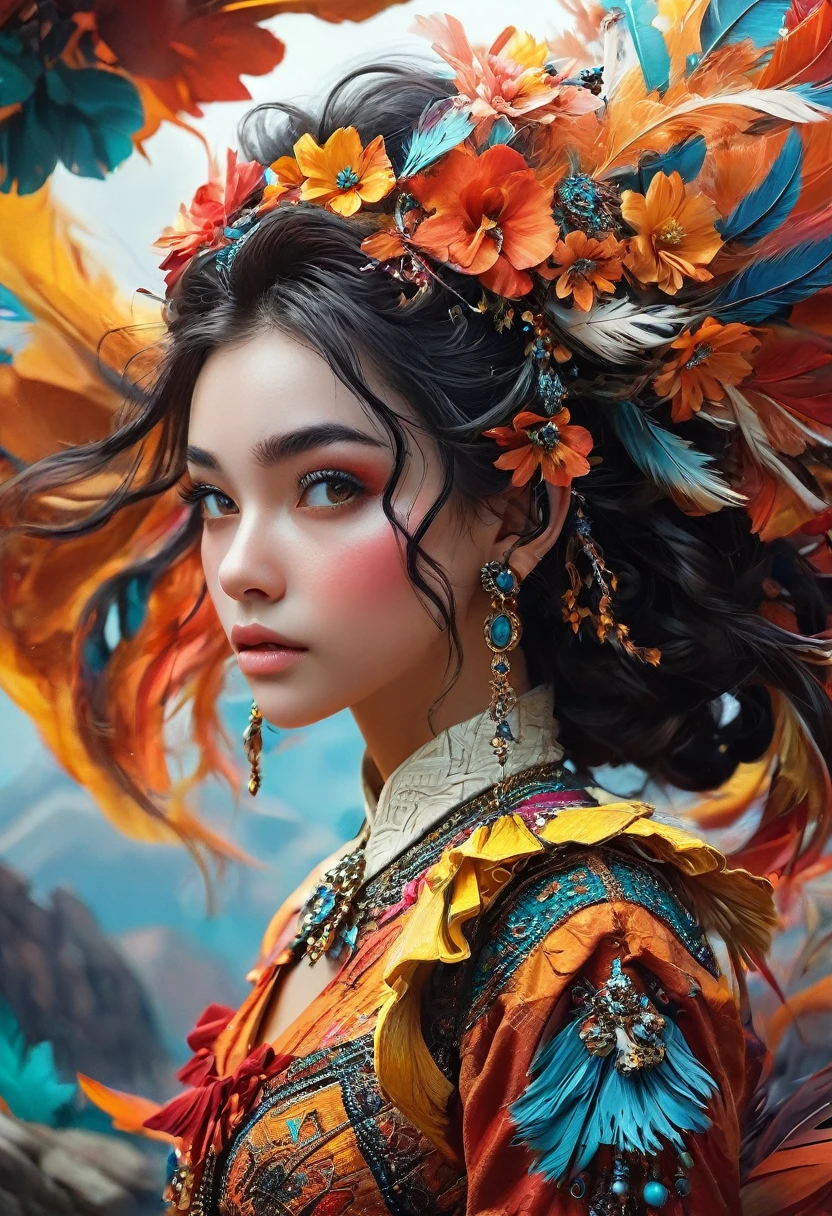 Beautiful boho women stunning merge of Masiela Lusha with colorful southwestern style dress. colorful southwestern earing and. jewelry dark-black colored hair that is coarse, wiry, and tightly curled. It often has a rough texture, feels stiff to the touch, and may be prone to frizz and tangling. The curls can be densely packed. The Official Art – An Award-Winning Digital Masterpiece In 4K Ultra HD, Extreme Detail And Intricate Realism. symmetrical face. This Concept Art Brought To Life By The Hands Of Artists Like Wlop & Artgerm In A Stunning 2D Vector Illustration. large, perky, full, vuluptious, symmetrical and spherical breasts. Background is a beautiful panoramic vista of a red rock canyon.