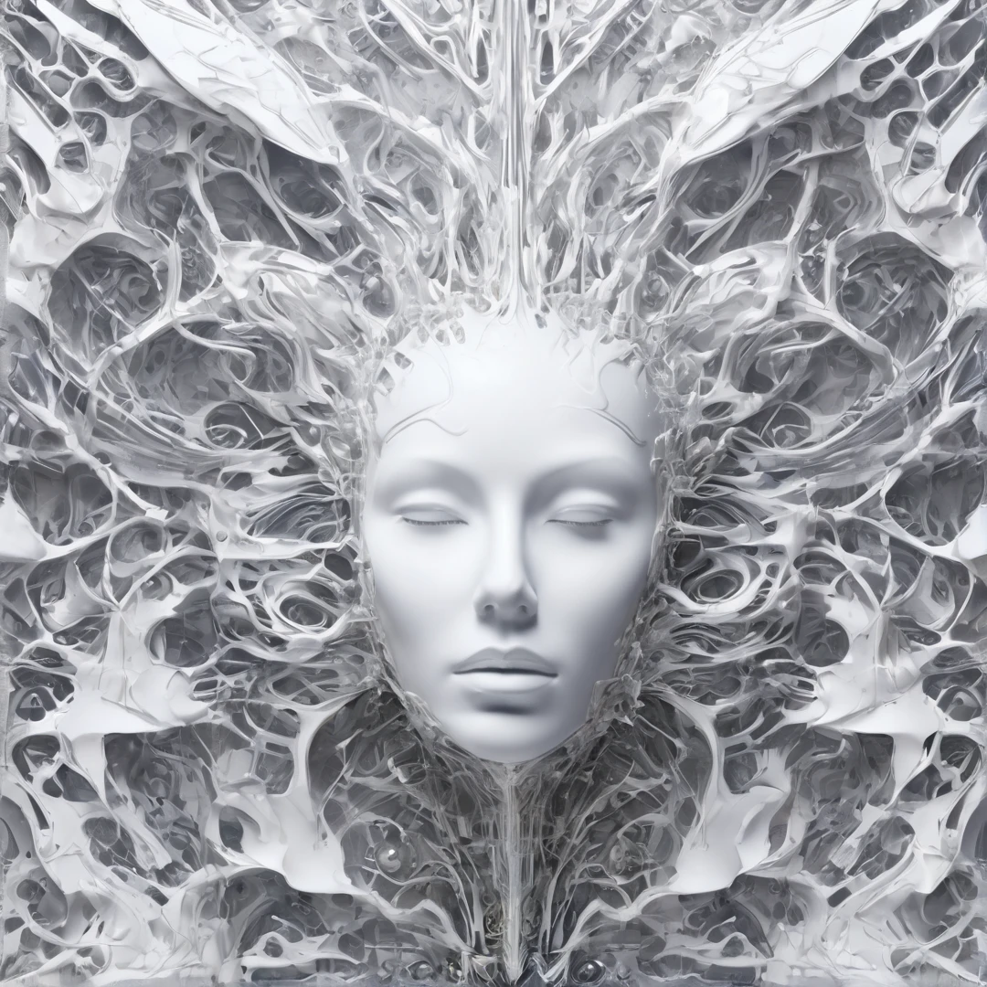 album cover, symphony of deah, white background with electrified membranes with nanotechnology, masterpiece, 8k, insane detailed, sci fi